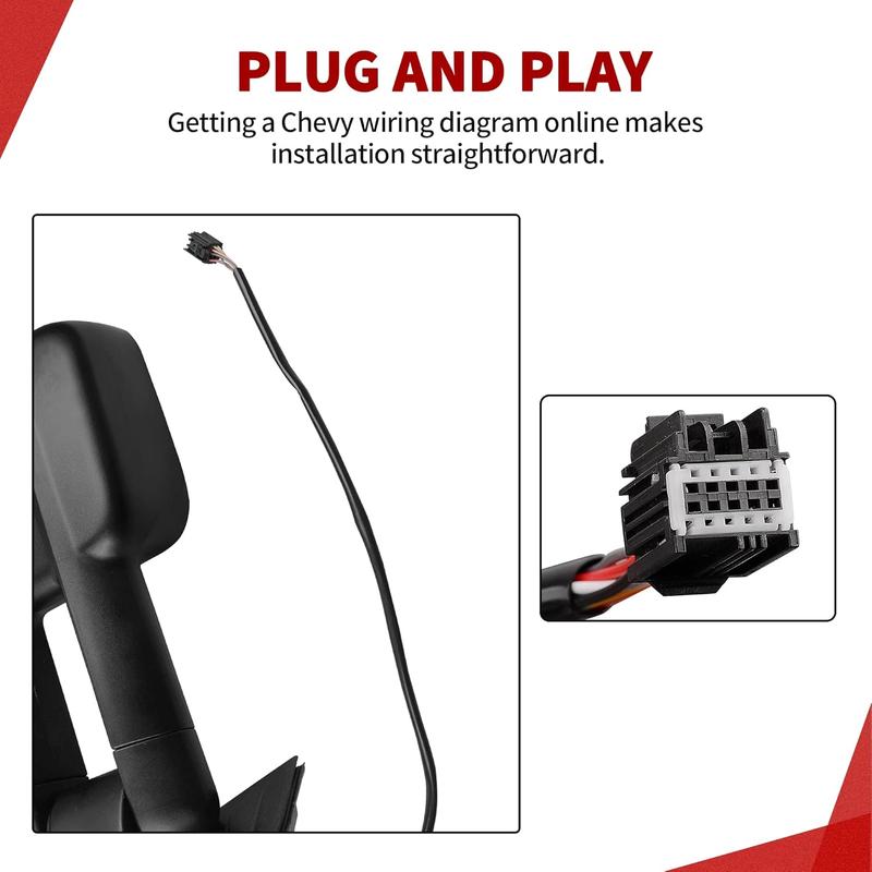 OEDRO Towing Mirrors Compatible with 2007-2013 Chevy Silverado 2500HD/3500HD, GMC Sierra, Suburban 1500/2500, Tahoe, Tow Mirrors with Power Heated LED Turn Signal Telescoping, Black