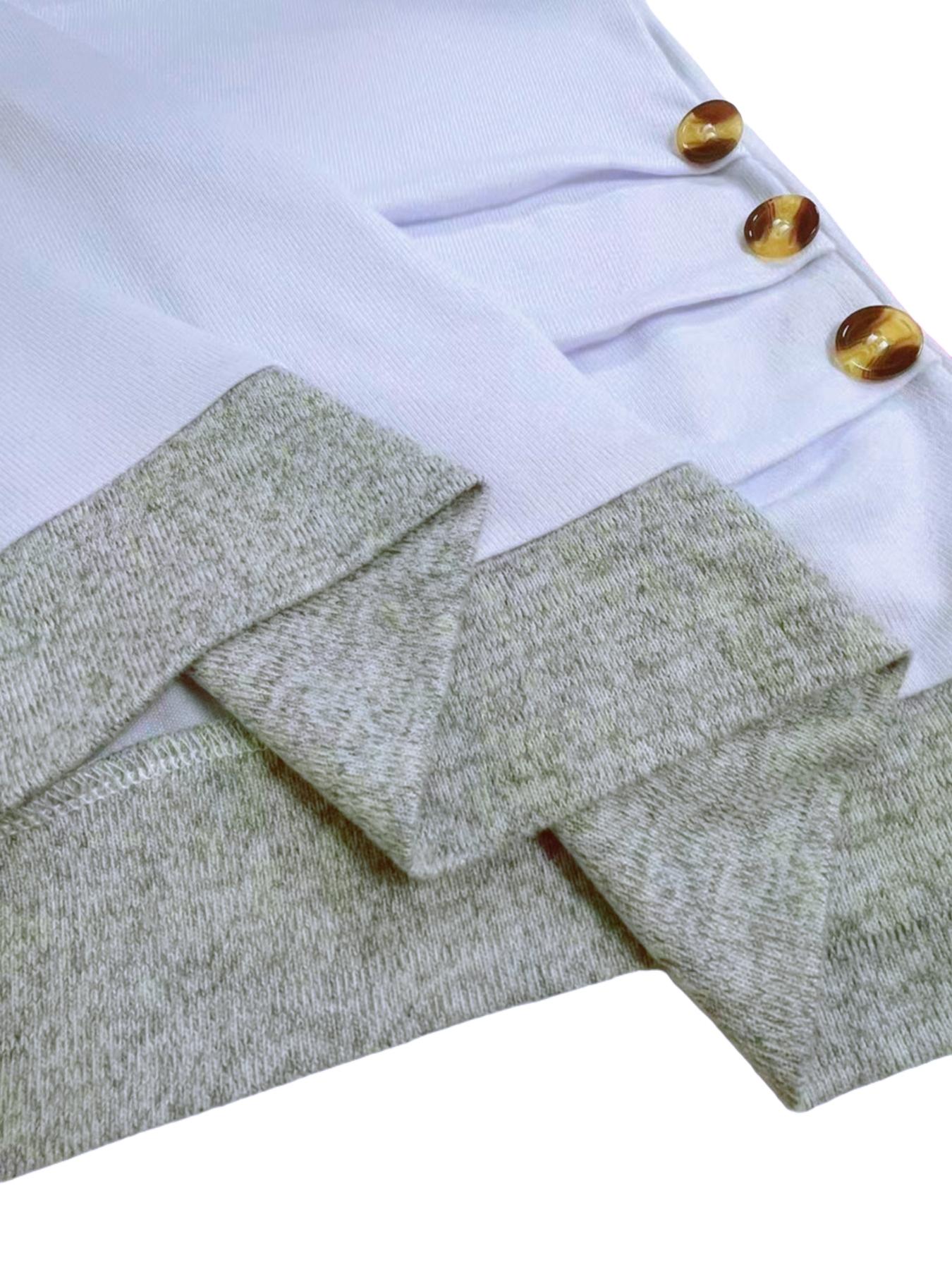 Women's V Neck Colorblock Long Sleeve Shirt Vibrant Design Autumn Winter Casual Outerwear Color Contrast Style Comfortable Woven Fabric