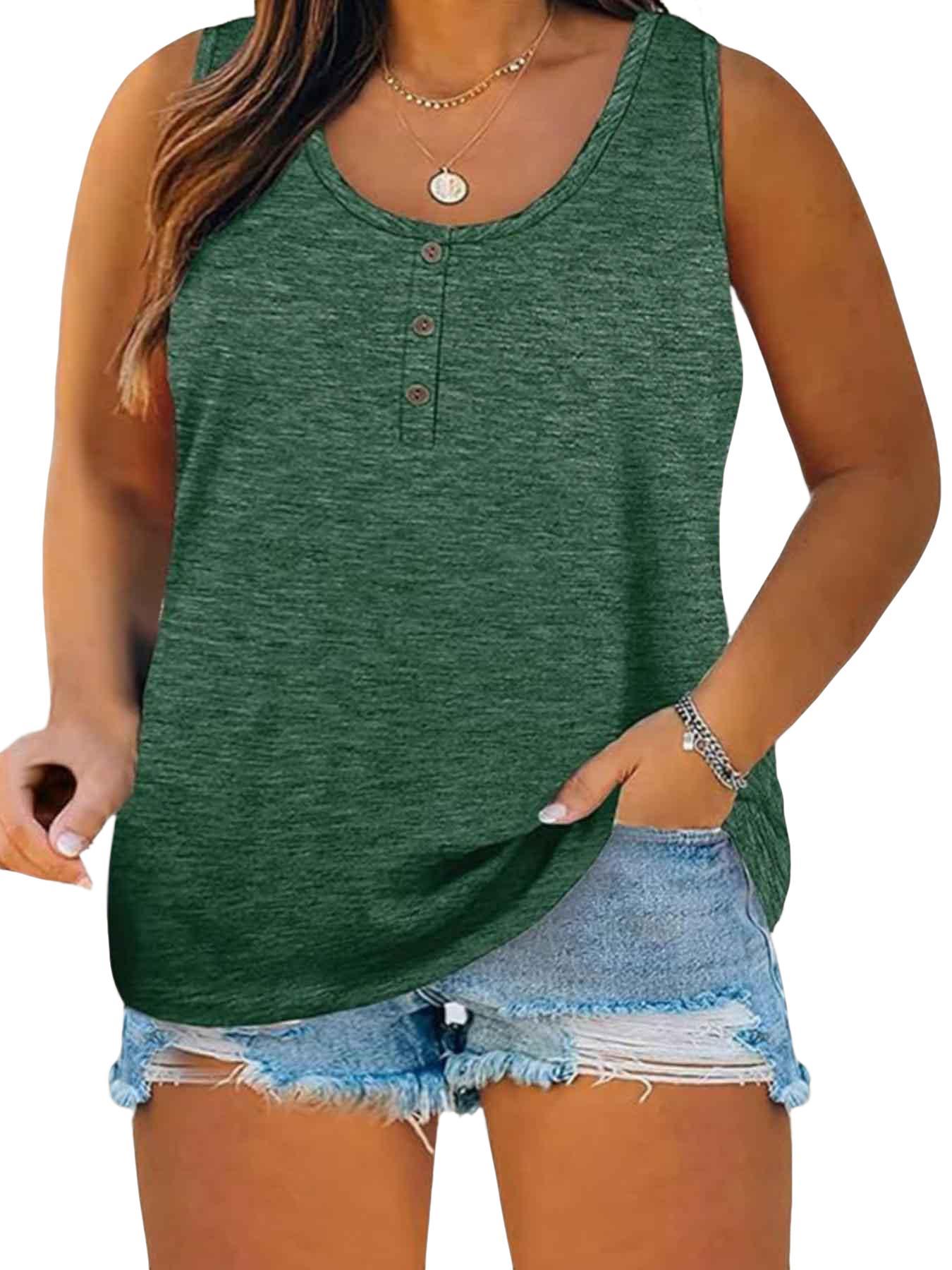 Summer New Trend Large Size Women's Tank Button Casual Vest, Fitted Plain Design, Perfect for Daily Wear, Comfortable and Stylish