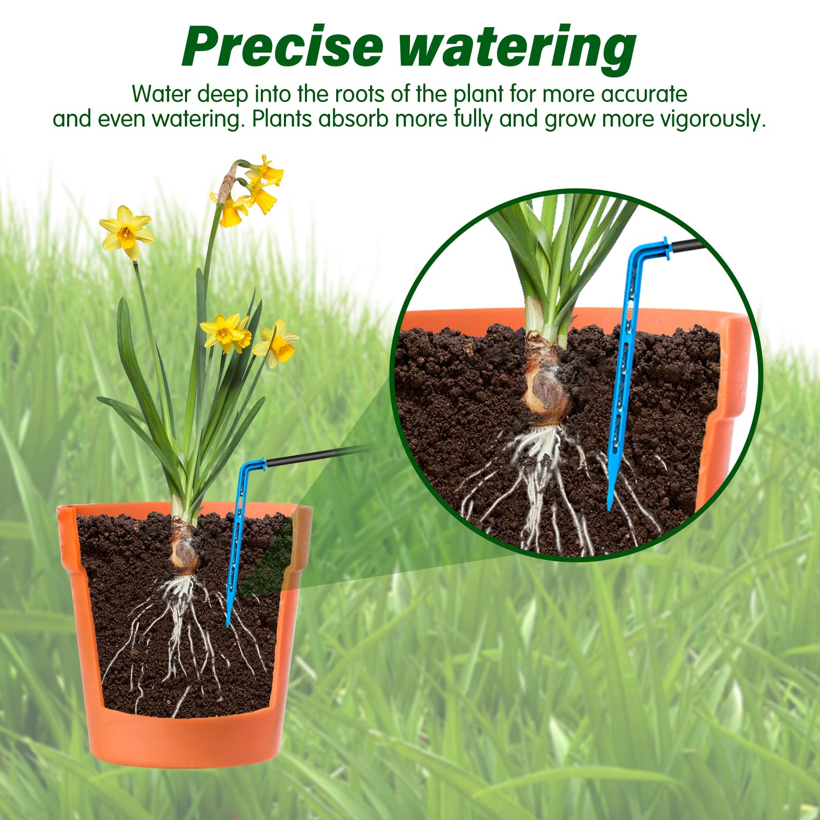 AnseTo Solar Irrigation System 10W Watering for Garden Plant Greenhouse,2026 Latest Model Drip Kit DIY Automatic with 30 Drippers/Auto Alarm Mode