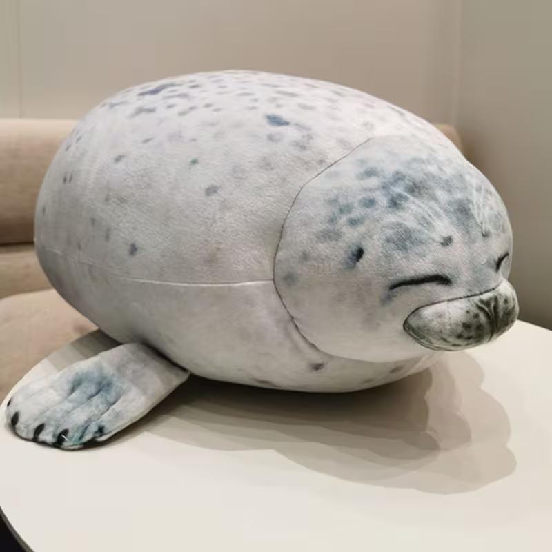 Cute Seal Plush Toy, Soft Plush Seal Ocean Theme Party Gift, Lazy Pose Stuffed Animal with Smooth Fins, Ideal for Baby Room Hugging/soothing Sensory Play