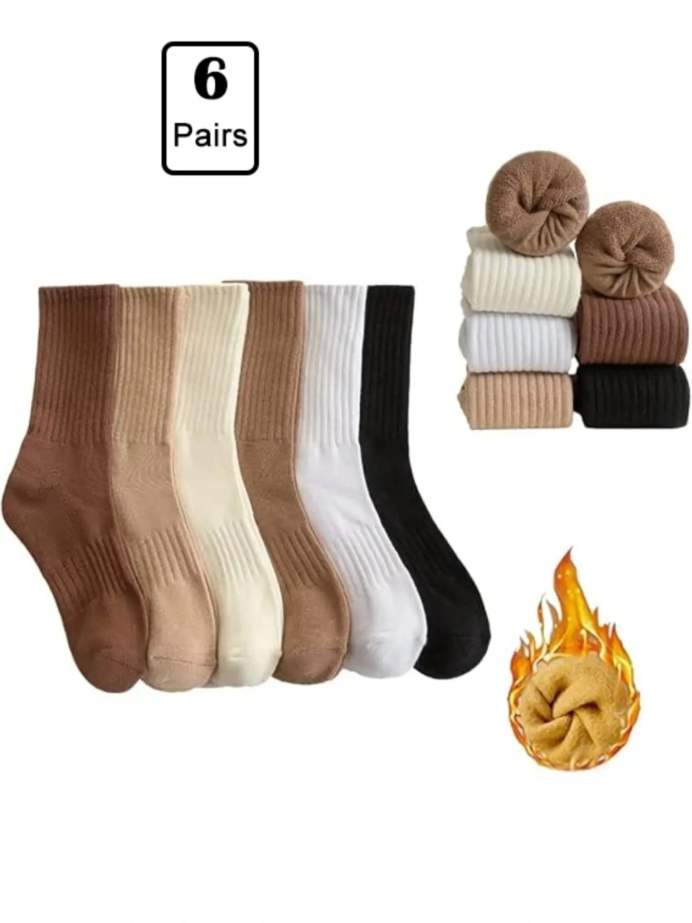6/12 Pairs,Women's Loose Warm Winter Socks, Thickened Fleece Snow Socks, Ideal for Cold Weather,  Comfortable and Cozy, Casual Comfy Socks