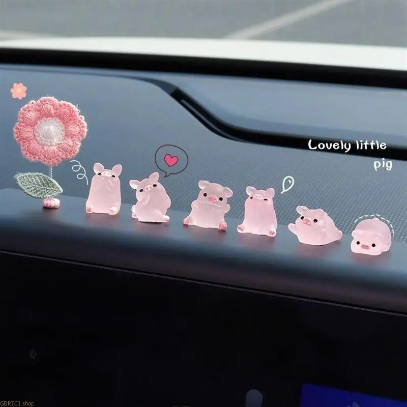 Luminous Pig Cartoon Car Dashboard Ornament, High-End Cool Car Decorations, Auto Interior Accessory Charm, Car Stuff