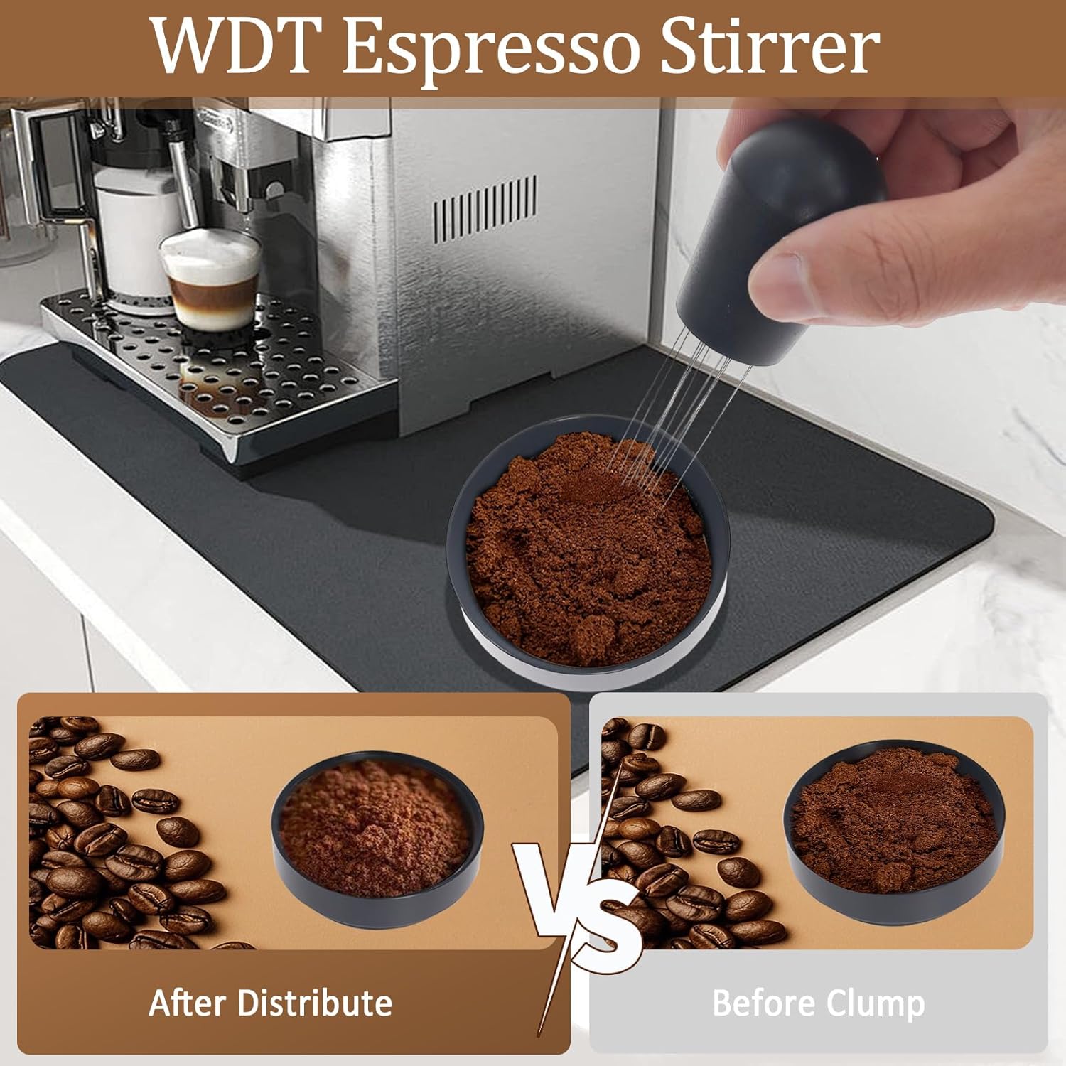 7pcs Espresso Accessories Set, Includes Tamper Tool & Wooden Tamping Station, Ideal for Espresso Lovers, Perfect Gift Idea