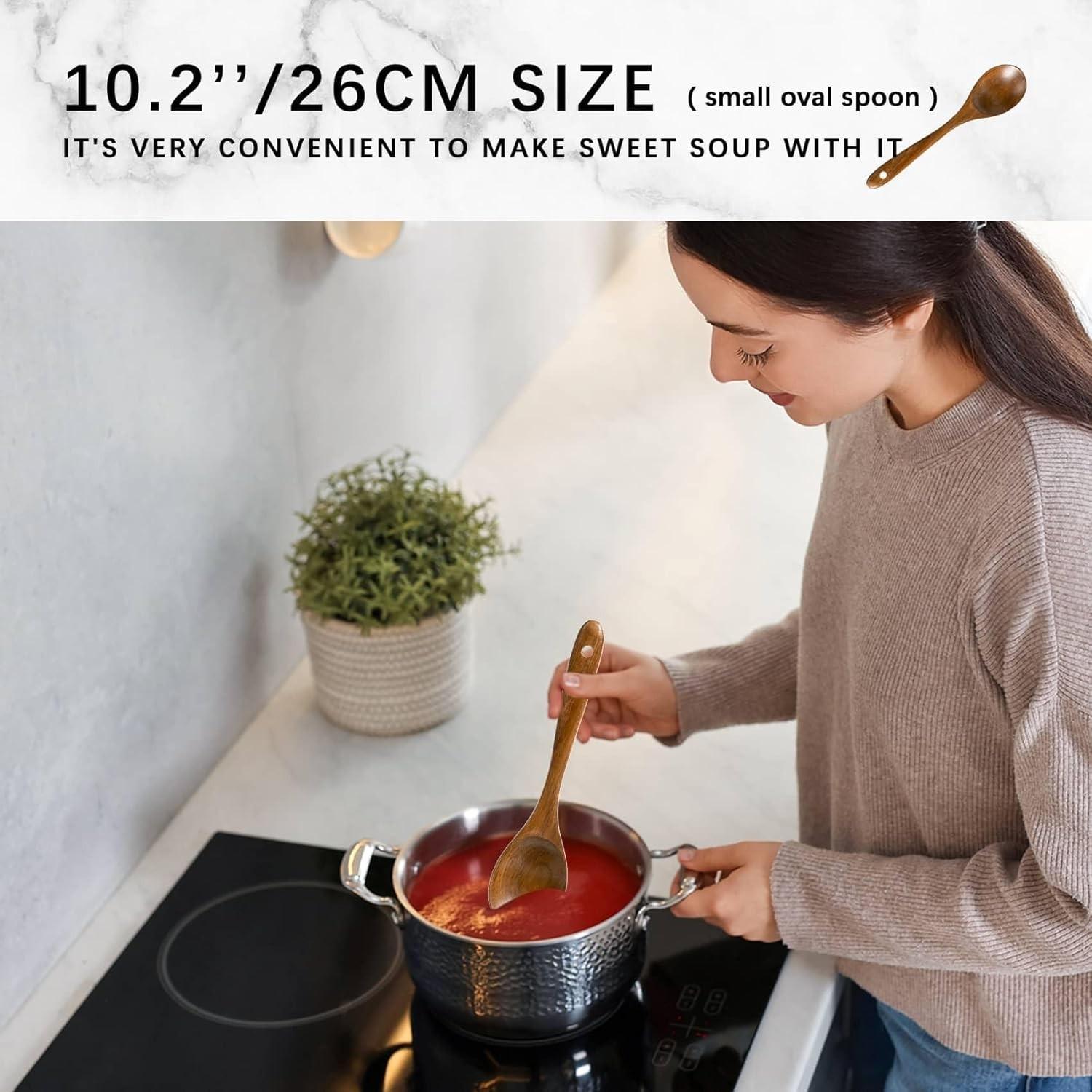 10-Piece Natural Teak Wood Kitchen Utensil Set, Durable Wooden Cooking Tools, Perfect for Mother's Day, Thanksgiving, Christmas