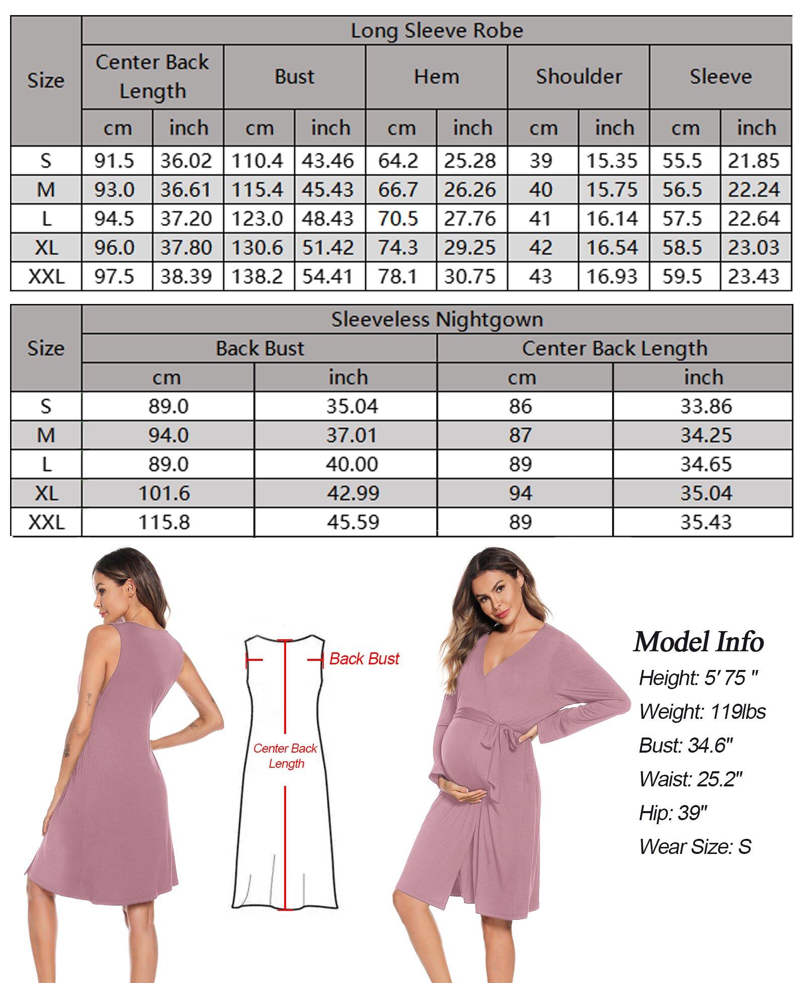 SWOMOG Women Maternity Nursing Gown and Robe Set 3 in 1 Labor Delivery Nursing Nightgown for Breastfeeding Hospital Bathrobe  labor gown for hospital