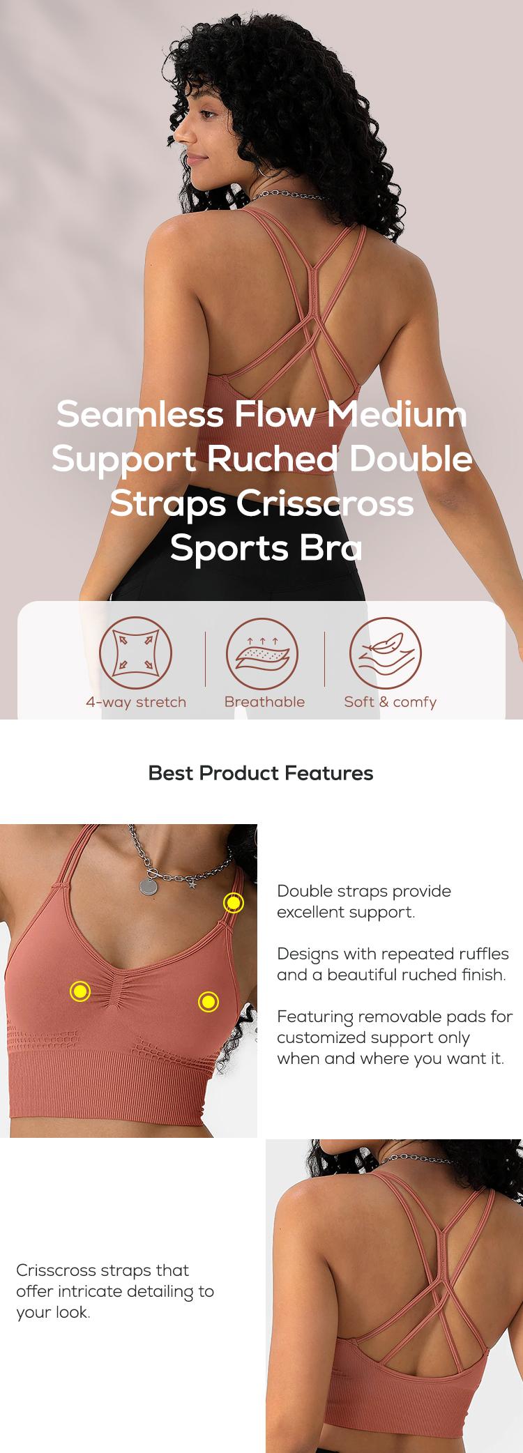 Halara Seamless Flow Low Support Ruched Double Straps Backless Crisscross Sports Bra