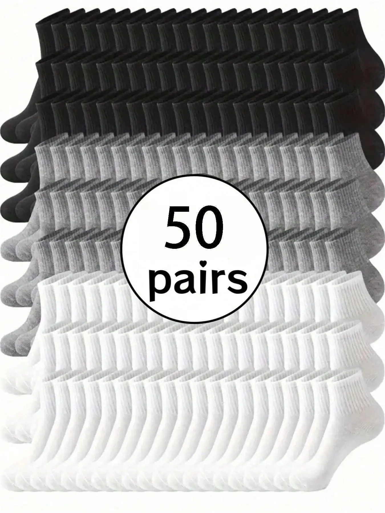 100/50 Pairs Classic // Crew Socks, Comfortable Breathable Cotton Socks for Daily Wear, Ideal for Home & Outdoor Activities, Casual Daily Socks