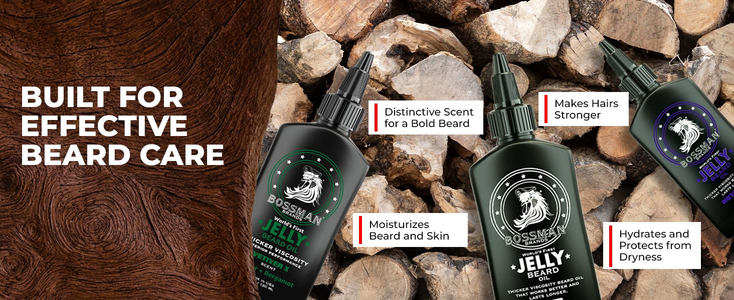 Bossman Jelly Beard Oil for Men (4 oz, Magic Scent) – Softens, Moisturizes & Conditions with Natural Ingredients