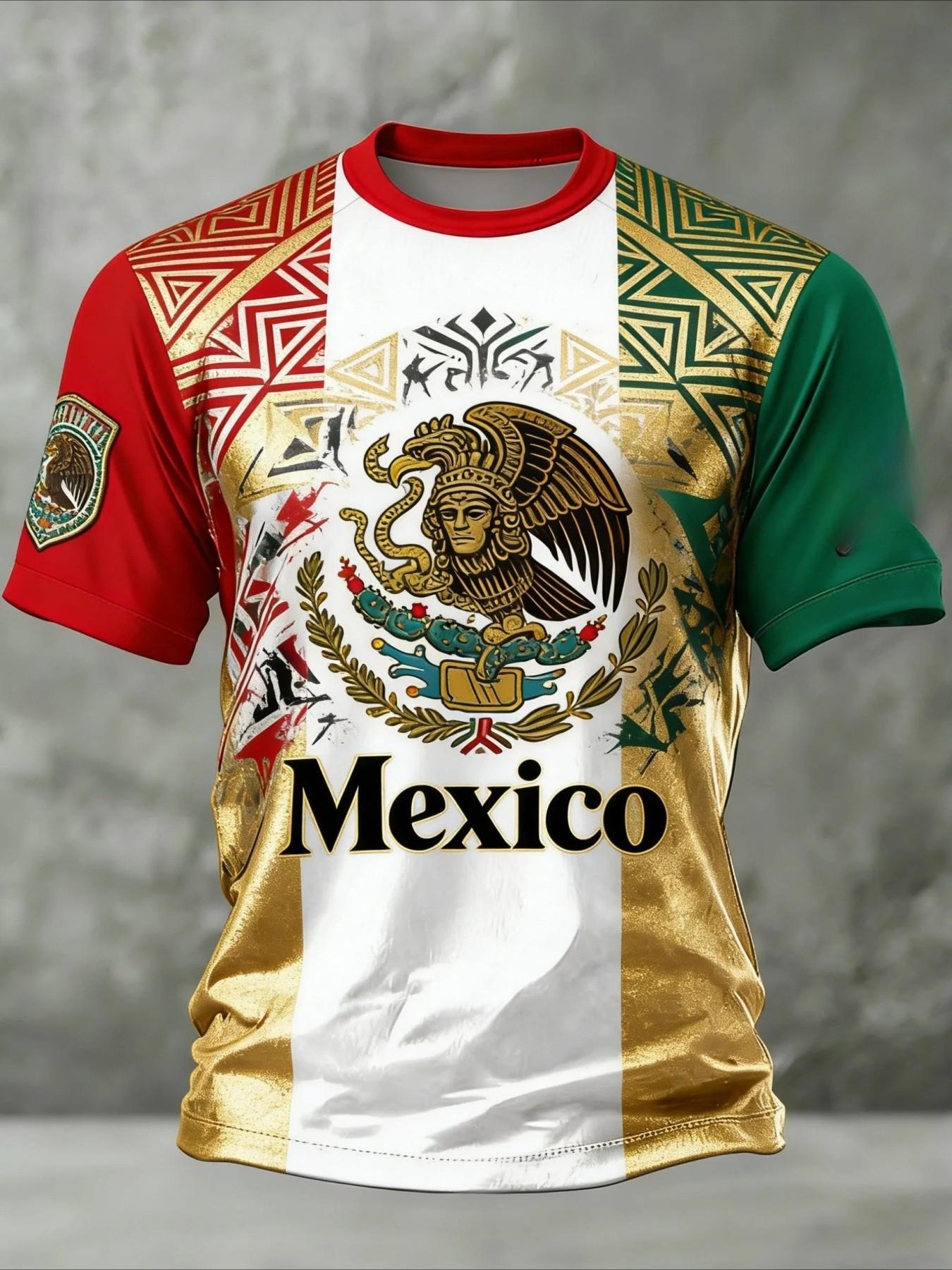 Mexico Soccer Jersey Men, Football Jerseys, Casual Sports Jersey, Aztec Pattern Shirt, Mexico Pride Futbol Tee, Eagle Crest Fan Apparel #ModoPartido