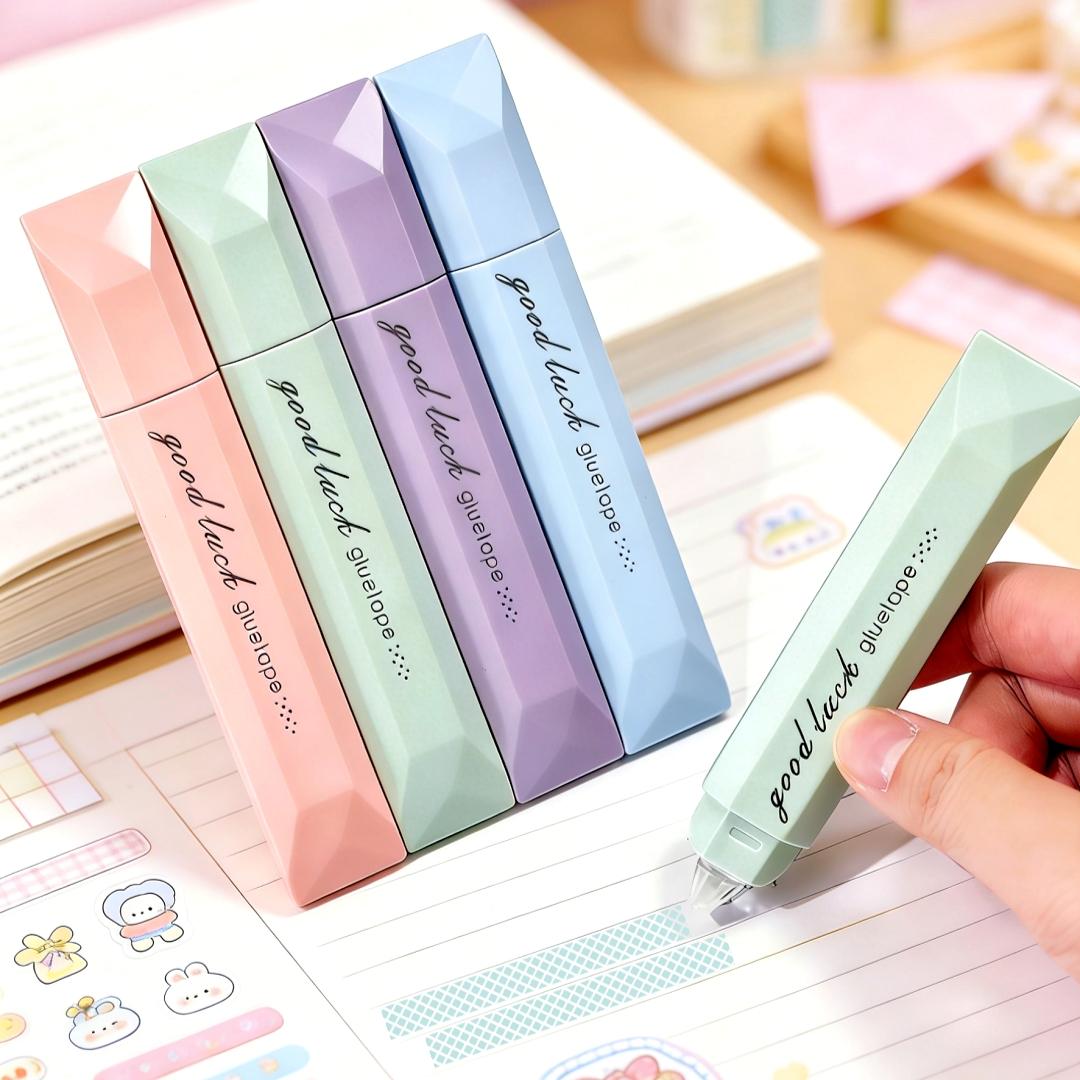 4pcs Large Capacity Multi-Color Double-Sided Tape, Portable Soft Color Series, Smooth Application, Ideal for Craft Needs, Acid-Free Durable Tape