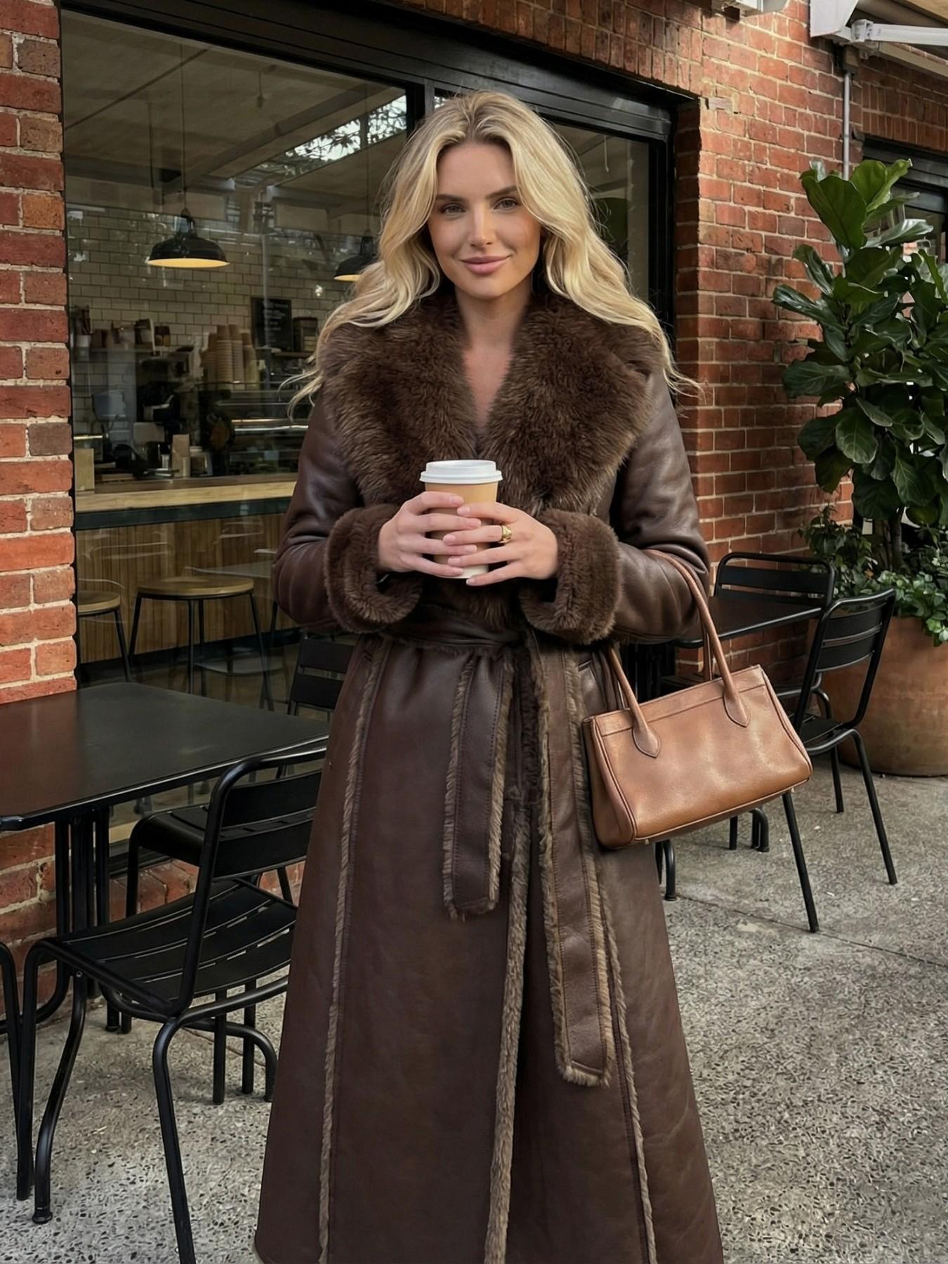Women's Faux Fur Coat, Winter Fashion Long Sleeve Jacket, Casual Loose Fit Medium-Length Outerwear, Daily Wear Warm Clothing