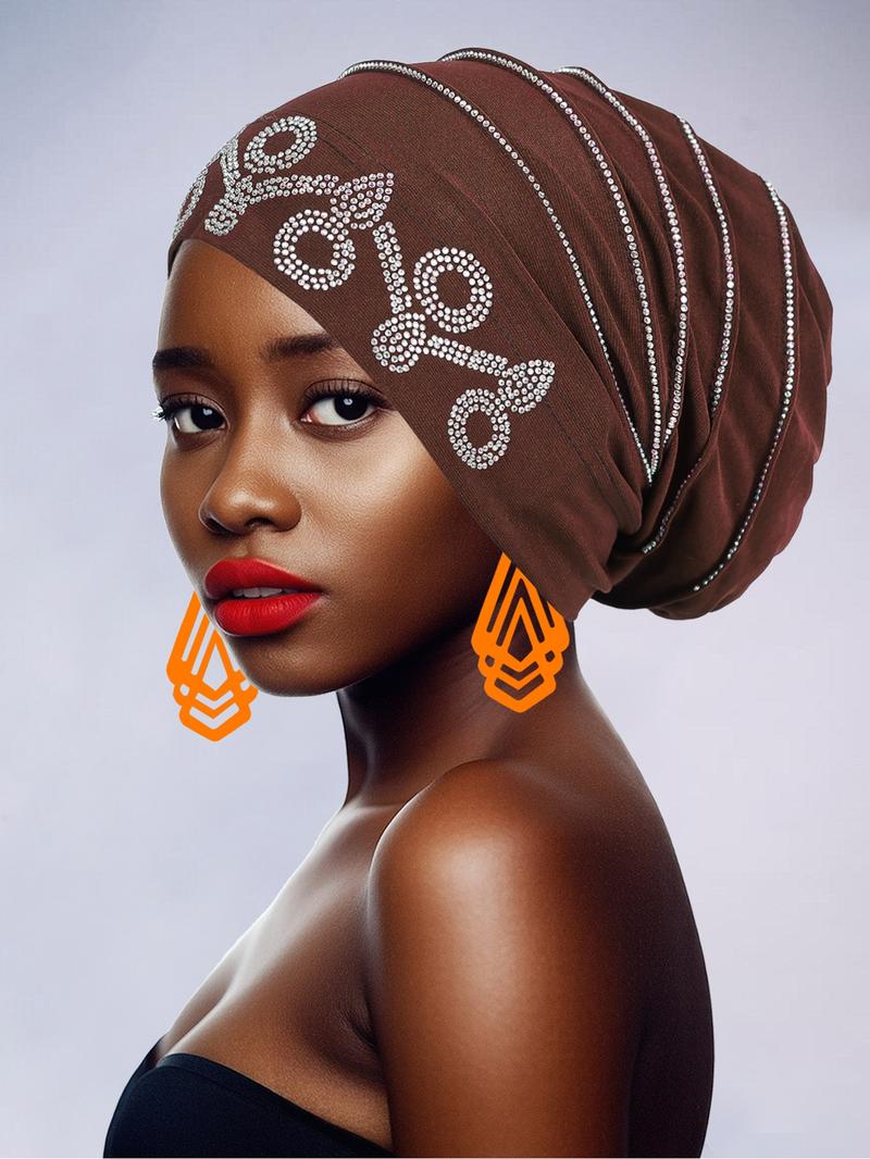 Handmade Women's Headscarf with Heavy Rhinestones, Vintage Pleated Design, Elegant Fashion Accessory for Special Occasions and Daily Wear Pleat Turban