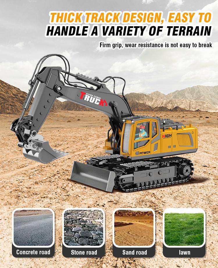 Remote Control Semi Truck & Excavator Set, 2.4Ghz Remote Control Toys, Semi-Trailer Engineering Tractor With Sound and Lights, Construction Vehicles for Boys