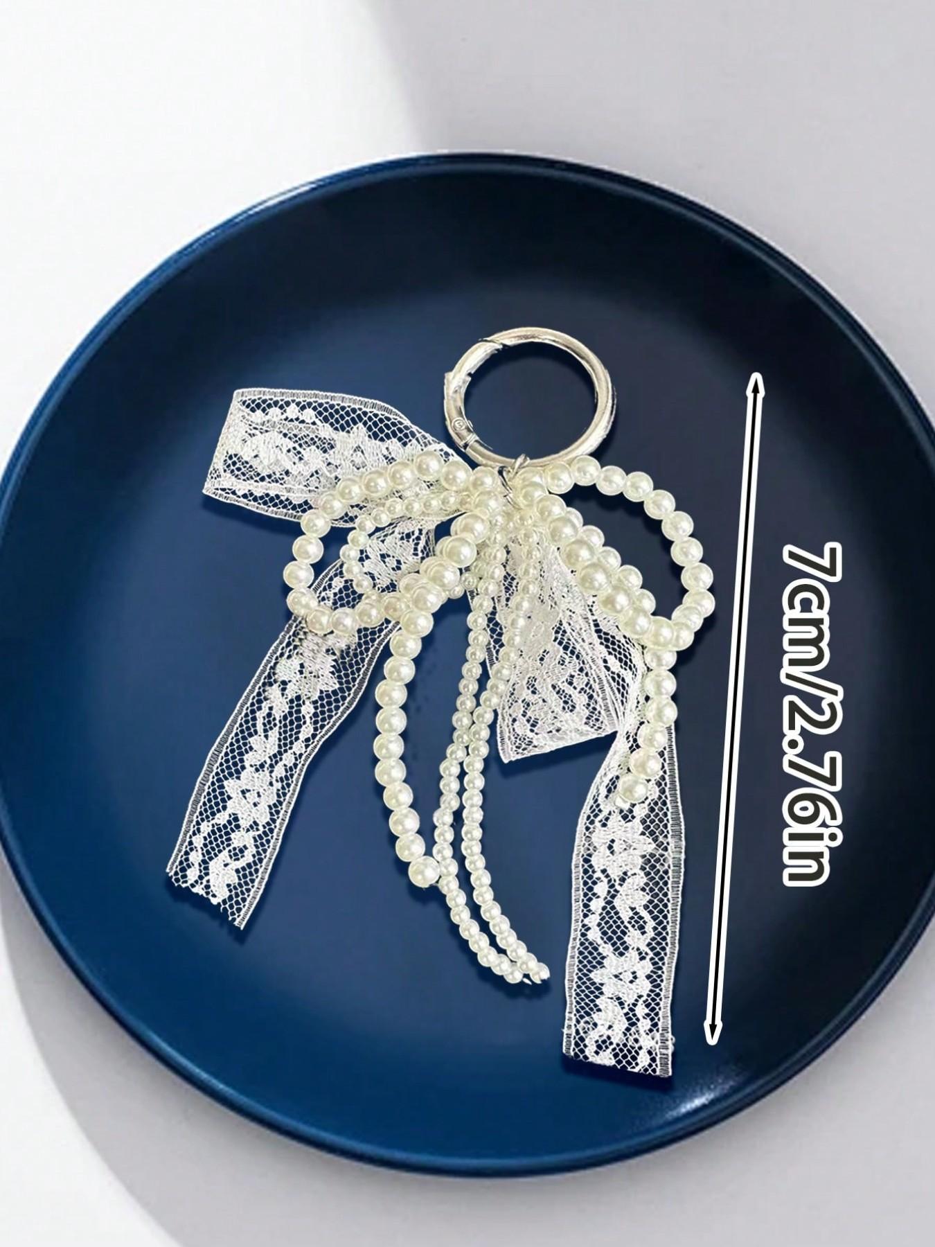 Y2K Cute Minimalist Fashion Beaded Pearl Bow, Multi-Functional DIY Keychain/purse Charm Set, Ideal Gift for Couples, Women, Girls, Friends