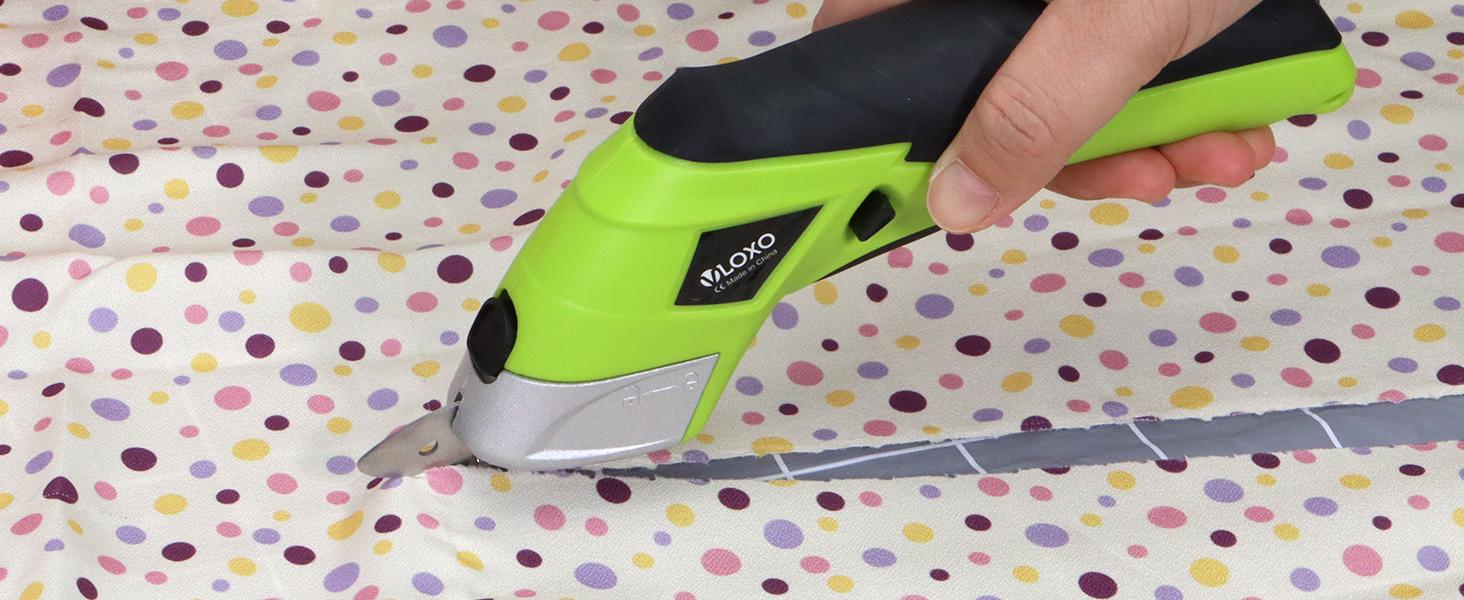 Electric Scissors Electric Box for Cardboard |   Electric Scissors with Blades and Charging Adapter for Crafts Carpet Felt with Case Green CS4001