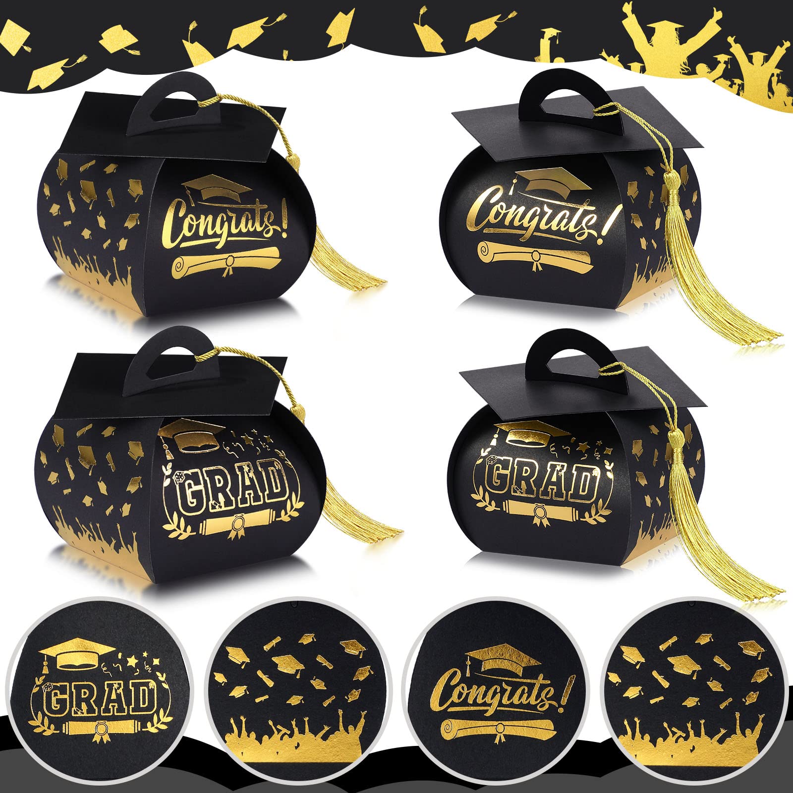 30 Pcs Graduation Cap Gift Boxes Graduation Party Favors Graduation Gifts Class of 2026 Candy Box with Tassel Table Centerpieces Graduation Decoration Treat Candy Boxes for Grad Party Supplies