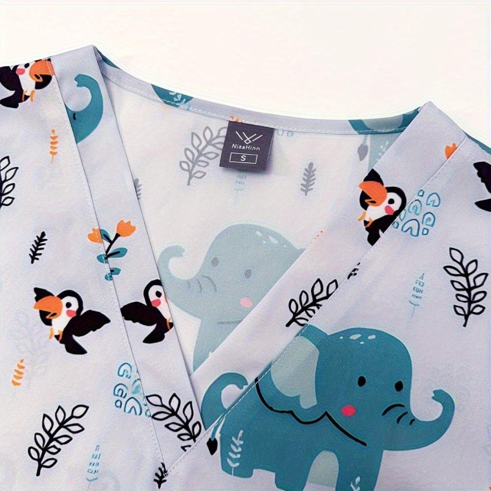 Printed Hand Washing Set Thin Comfortable Breathable Doctor Nurse Cartoon Printed Work Uniform Nurse Uniform