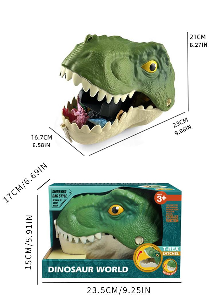 T-Rex Replica Model, Dinosaur Head Toy Storage Box, Kids Backpack Set, Portable Outdoor Toys, Halloween & Christmas Gifts for Boys Girls