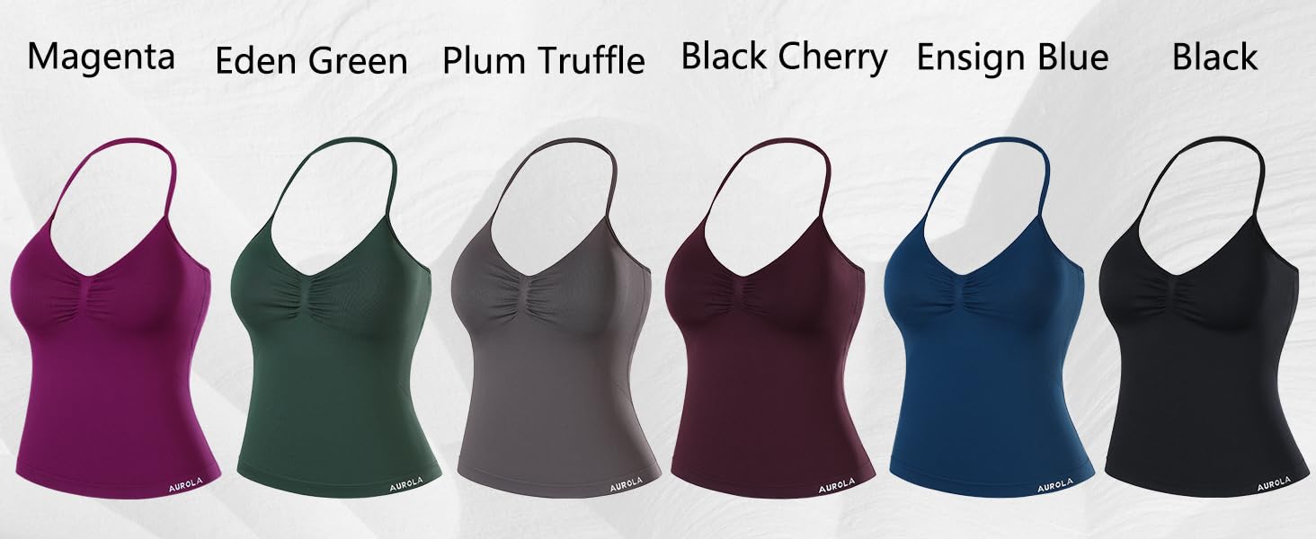 AUROLA Influence Longline Strappy Workout Halter Tops for Women,Removable Cups Padded Bras Impact Gym Yoga Sleeveless Top Fitness Outfits Shaping Vest SpringStatements