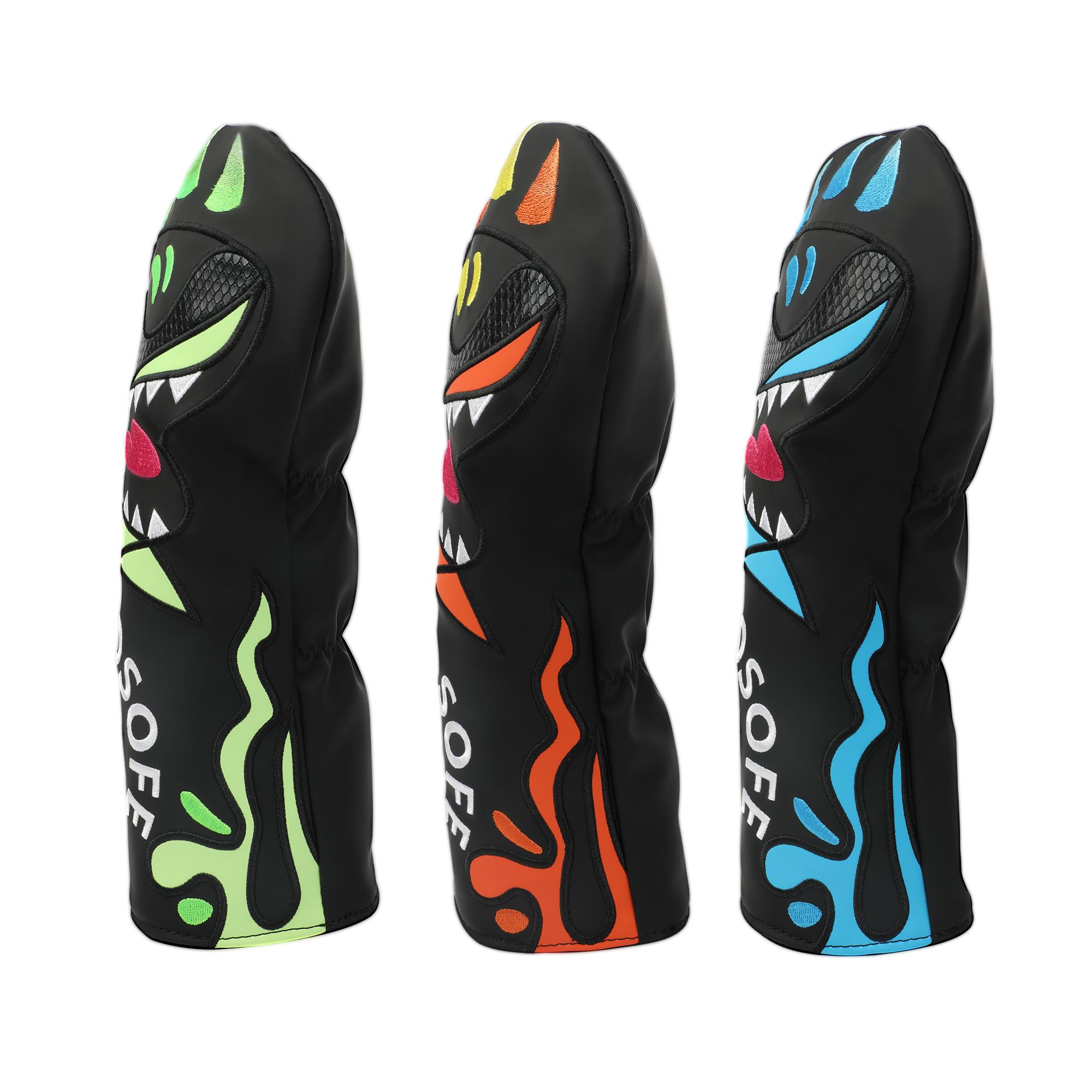 1 Golf Club Cover,Featuring a playful shark design embroidery,Provides all-around protection for your club,Fits 460cc clubs,Available in 3 colors,Golf driver head cover