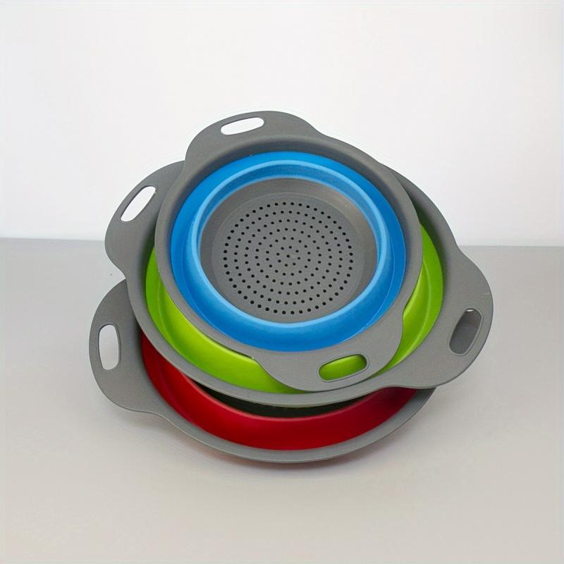 3-Pack Foldable Baskets Set, Stackable Kitchen Strainers, Space-Saving Folding Drainer, Easy Clean Home Fruit & Vegetable Basket