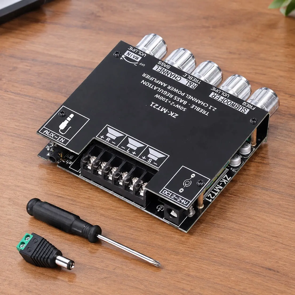2.1 Channel Digital Amplifier Board with Bluetooth 5.0 and RCA Audio Input, Stereo Bass and Treble Signal Enhancement Module for Home Theater, Desktop Speakers, DIY Audio Upgrade