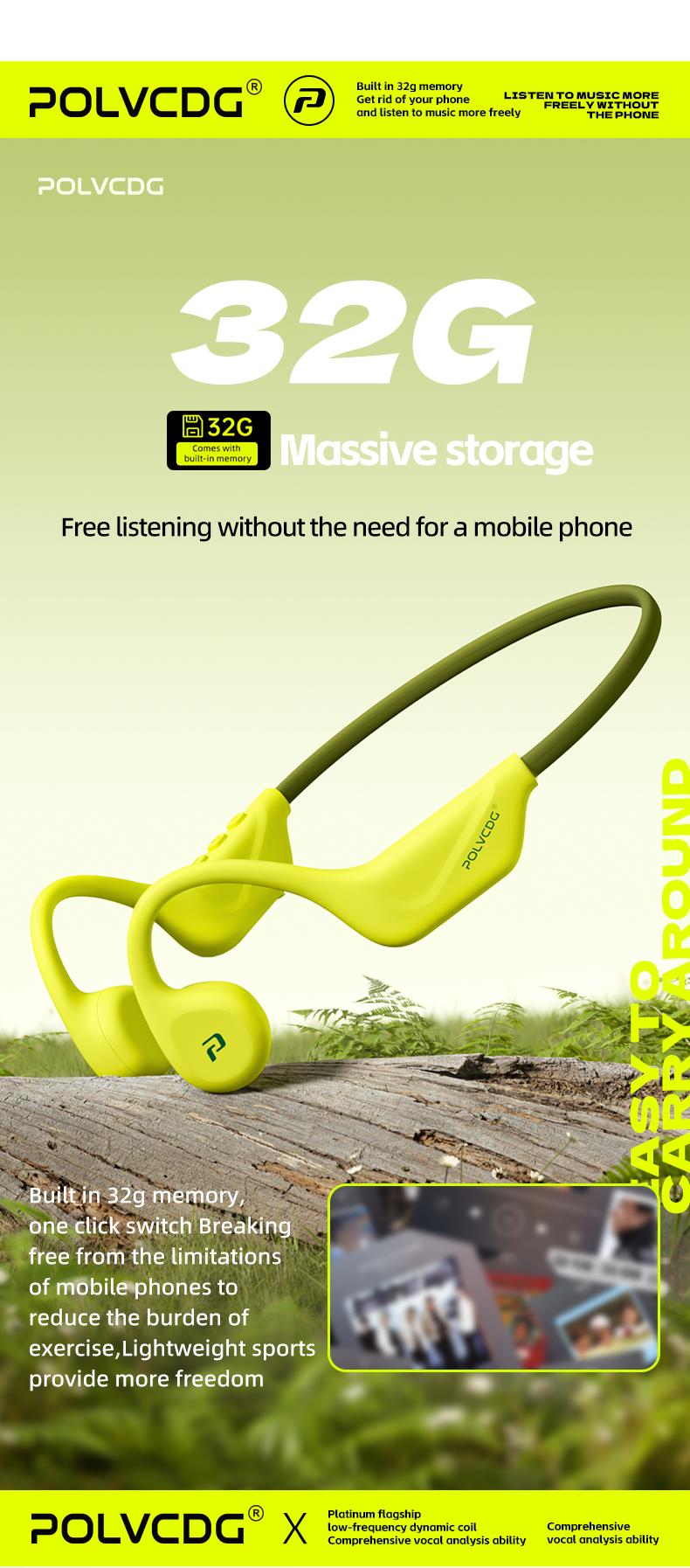 Polvcdg Bone Conduction Bluetooth Wireless Headphones - High-quality sound, suitable for connecting to mobile phones. Perfect for calls, while exercising, running or during sports. Sweat-resistant. Long-wearing without causing discomfort Christmas gift