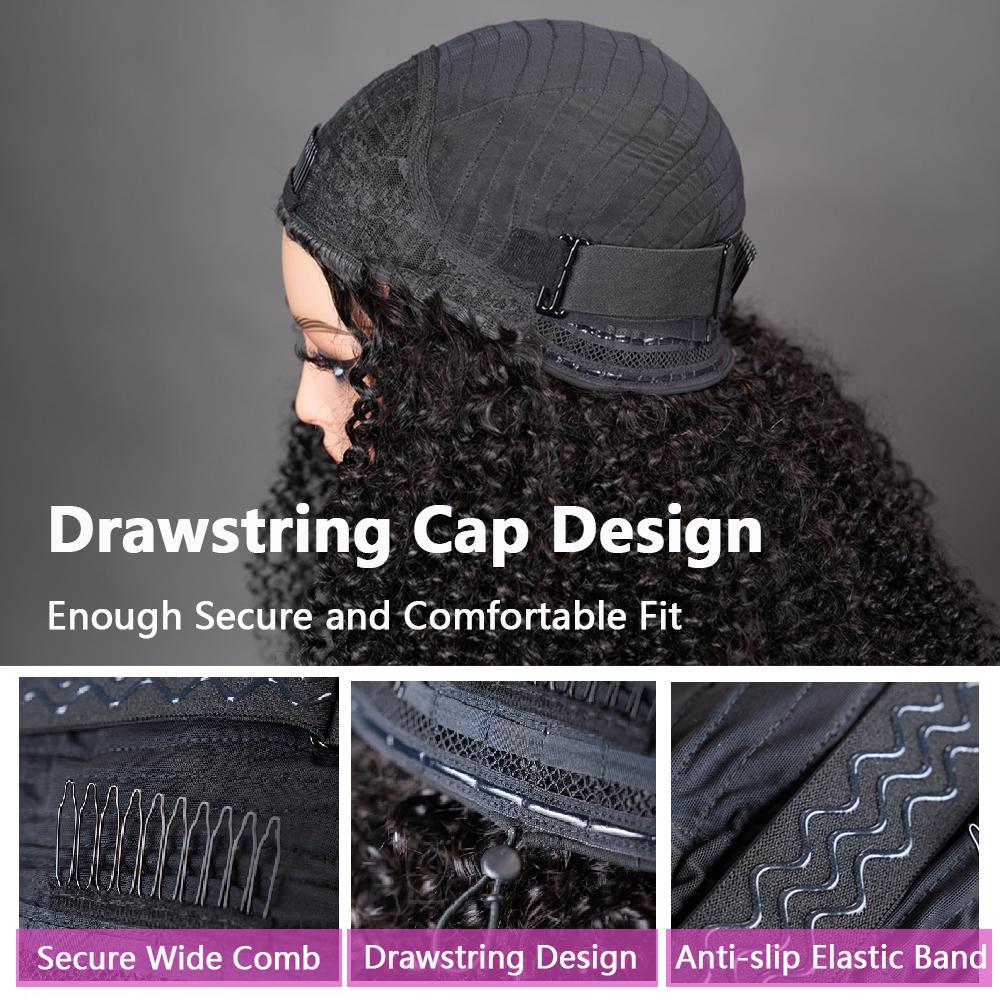 [ 3 In 1 Half Wig ] Midulla Kinky Curly Half Wigs Human Hair Wear and Go Glueless Short Curly Human Hair Wigs Upgraded Drawstring Cap for Women Beginner Friendly #FallFreshness SpringStatements