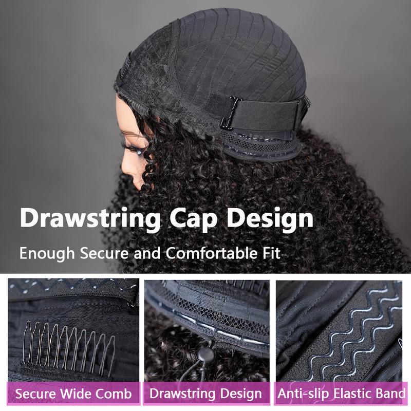 [ 3 In 1 Half Wig ] Midulla Kinky Curly Half Wigs Human Hair Wear and Go Glueless Short Curly Human Hair Wigs Upgraded Drawstring Cap for Women Beginner Friendly #FallFreshness