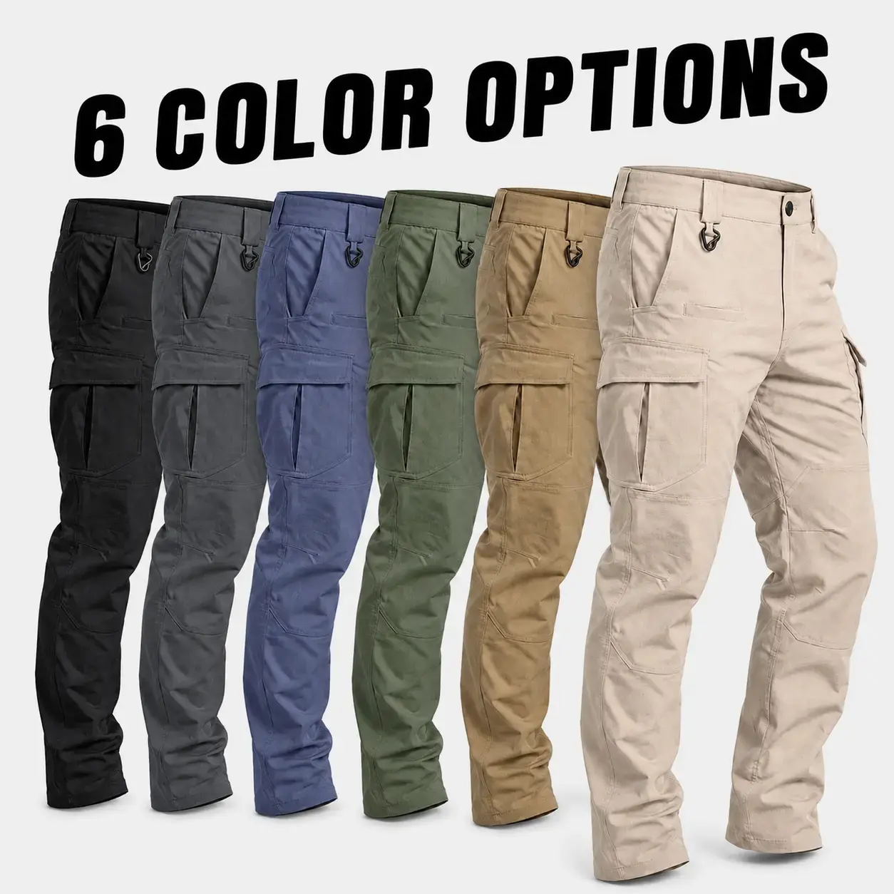 Men's Tactical Pants, Stretch & Water Resistant Fabric, Single Pack, Hard Shell Construction, Heavy Duty Work Trousers, Mesh Fabric.Multi pocket design, suitable for hiking, casual daily wear and work.
