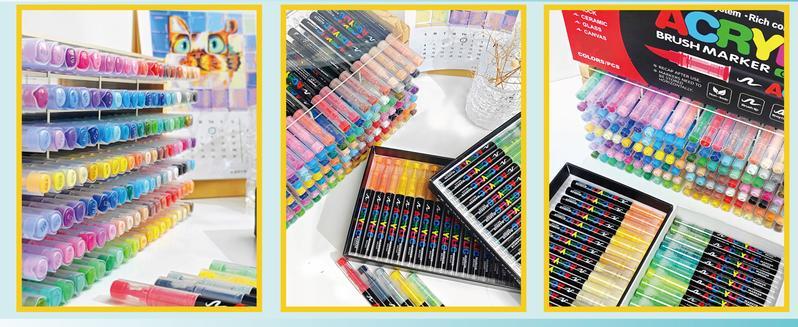 Acrylic Paint Marker - 36 Color pc Marker Pen Set, Artist Fine and Brush Tip Marker for Kids Adult Coloring Books Note Taking, Card Writing, Ston Graffiti, DIY Crafts, Drawing Art Supplies Kit and School Essential, exquisite Gift, Professional Art Pen Set