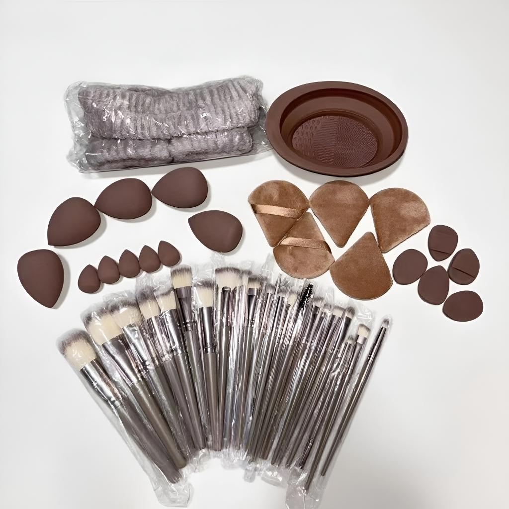 54PCS Professional Makeup Tool Set - Complete Cosmetic Brush, Sponge, Puff, Headband & Brush Cleaning Bowl Kit - Multi-Use Facial Makeup & Cleaning Accessories for Daily & Pro Use, All-in-One Makeup Essentials Set ,Gifts For Women