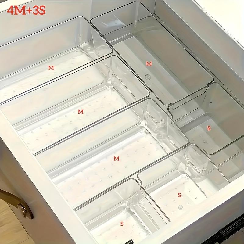 2-piece plastic storage box set - stackable drawer and desktop organizer separated, no assembly required, free combination modular system, suitable for cosmetics, office, kitchen, bathroom, wardrobe - transparent drawer organizer box