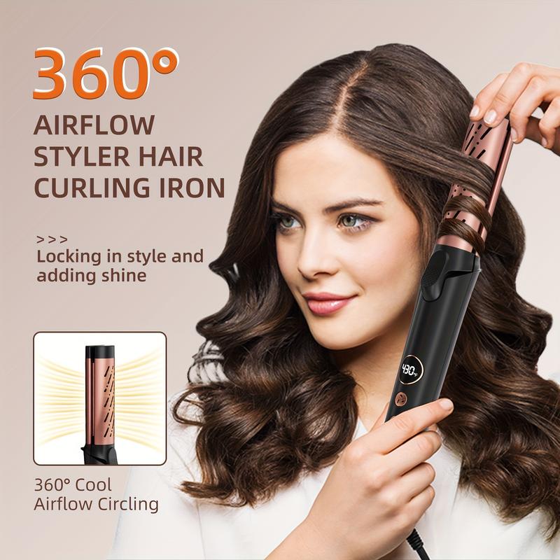 Airflow Styler Curling Iron - Ceramic Flat Iron Hair Straightener and Curler 2 in 1, Professional Curing Wand with 360° Ionic Cool Air, 5 Adjustable Temps & Dual Voltage for Long Short Hair Airflow Styler Curling Iron - Ceramic Flat Iron Hair Straightener and Curler 2 in 1, Professional Curing Wand with 360° Ionic Cool Air, 5 Adjustable Temps & Dual Voltage for Long Short Hair
