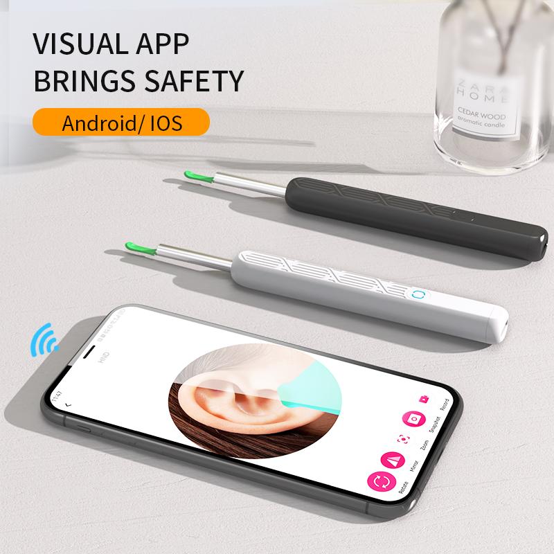 Earwax Removal Tool Kit with Camera, Portable 360° Wide-Angle Ear Cleaner, Waterproof Endoscope, Type-C Charging, Fits iPhone & Android, Earwax Cleaning Kit