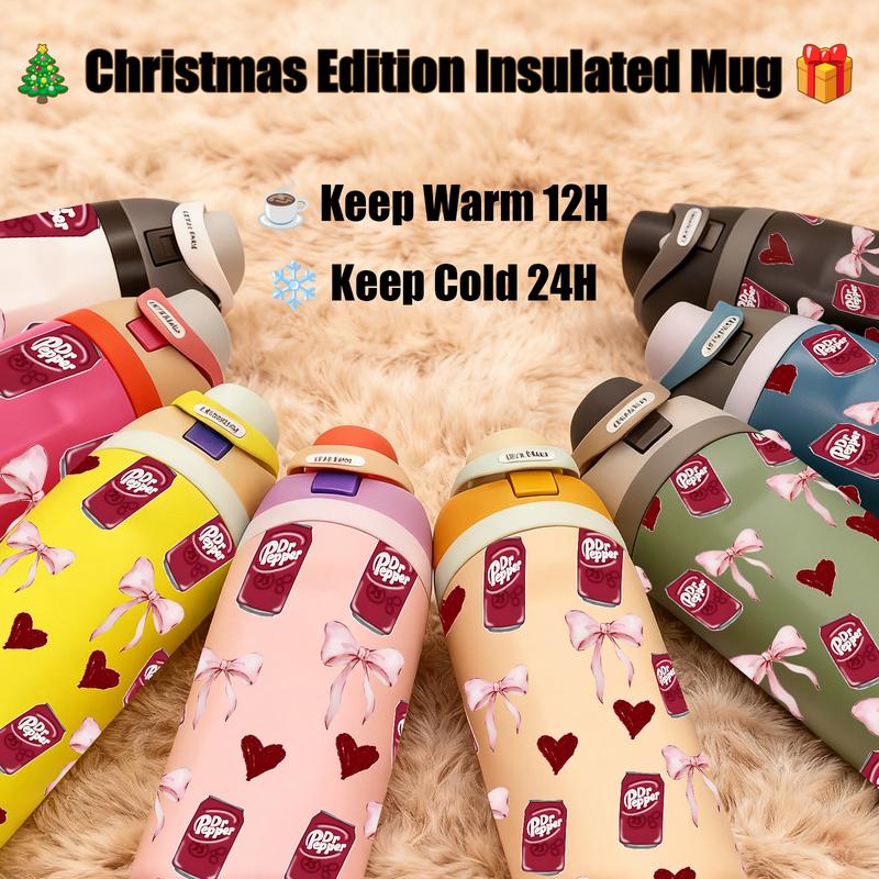 19/24/32oz Double-Wall Vacuum Cup, Insulated Leak-Proof Skinny Thermal Mug Tumbler Drinkware for Hot & Cold Drinks, Keeps Drinks Hot for 12h & Cold for 24h, Stainless Steel Heart Design, Perfect Holiday, Valentine's Day & Birthday Gift for Women & Men