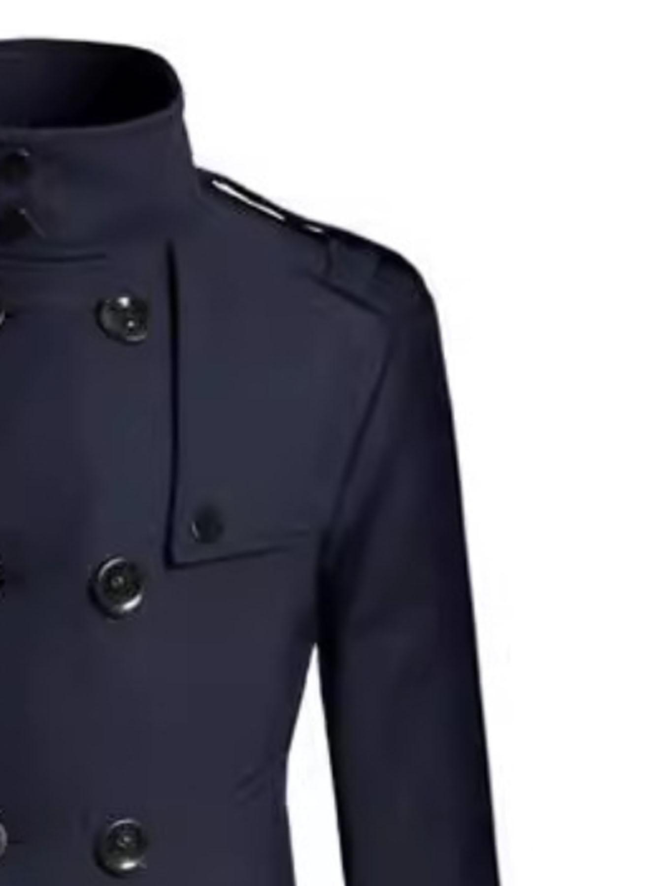1PC Winter Men's Windbreaker Jacket with a Large Collar - Korean Style Fashion, Thick and Warm, Fashionable Standing Collar Double-Buttoned Coat Jacket, Suitable for Daily Commuting and Formal Occasions