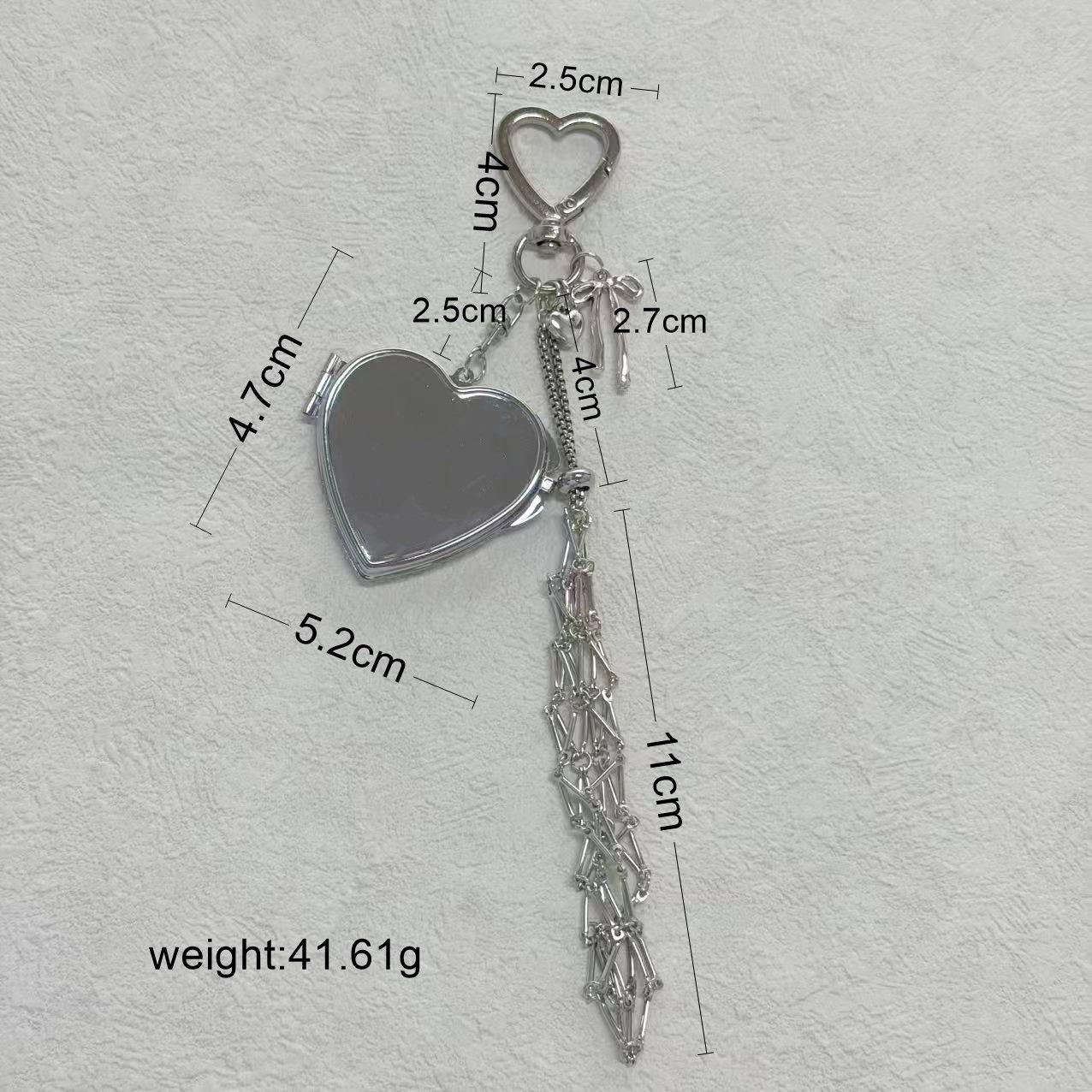 Ins style lady's fashion lipstick storage mirror case lipstick bag mesh bag keychain pendant