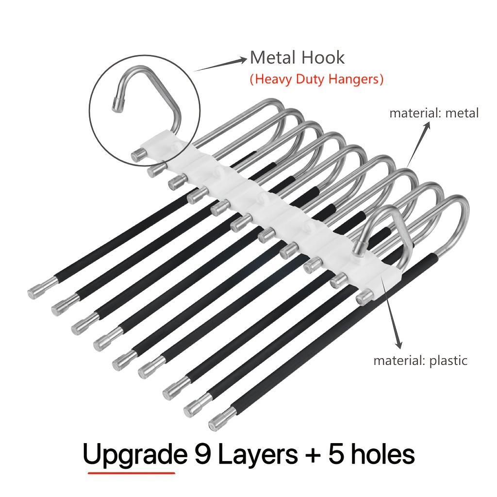 Upgraded 5-Layer Wave Pants Hanger - Multifunctional Space Saving Closet Solution for Leggings, Slacks & Accessories - Seamless Non-Slip S-Type Organizer Rack