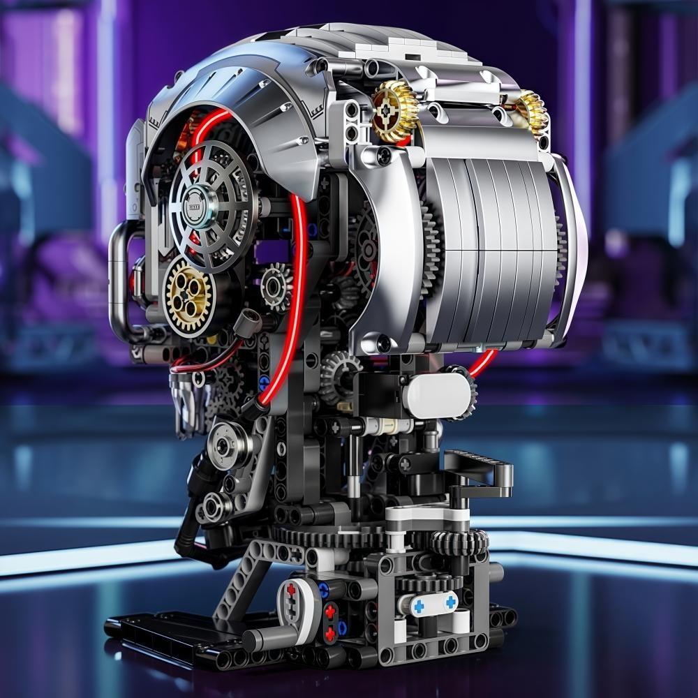 Mechanical Skull LED Building Blocks Model, Stem Education Puzzle Toy, High Difficulty DIY Kit, Gift for Kids & Adults, Collectible Display Piece