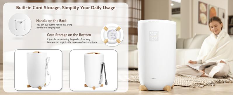 Keenray Towel Warmer for Bathroom, Luxury Towel Warmer Bucket with Timer, LED Display for Time and Temperature, Delay Time Up to 24 Hours, Child Lock, Hot Towel Heater, Gifts for Mom,Dad,Him,Her, Grey