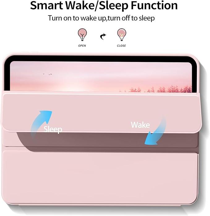 TechGuard iPad Air 11 Inch Case(Not iPad 10 and 11) for 7th/6th/5th/4th Gen, Auto Sleep/Wake Tri-Fold Stand, Soft TPU Protection, Magnetic Closure, Shockproof Tablet Casing with Pen Holder