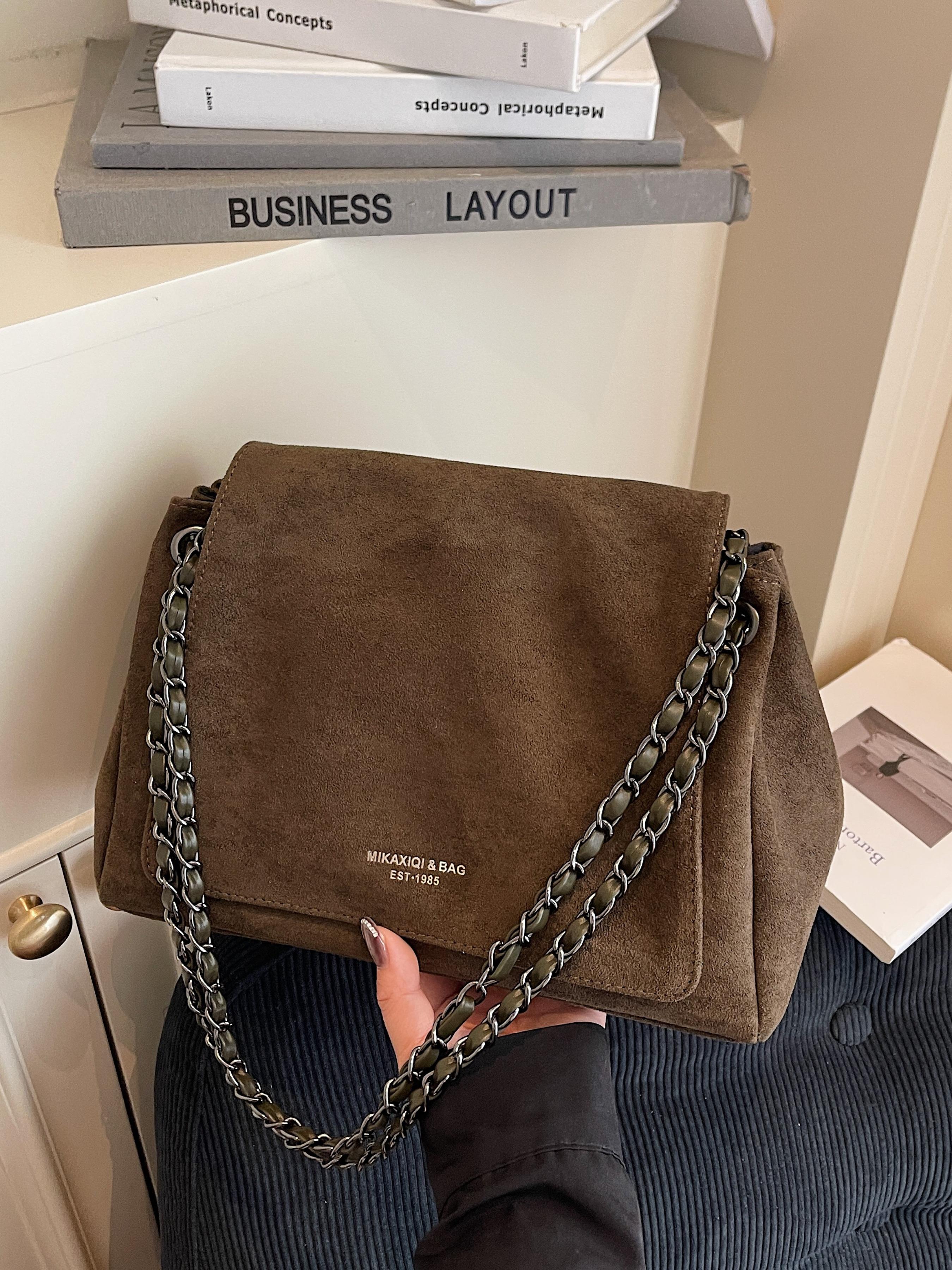 Women's Fall/Winter Suede Shoulder Bag with Fashion Woven Chain, Ideal for Commuting and Shopping, Perfect Gift Chain Bag