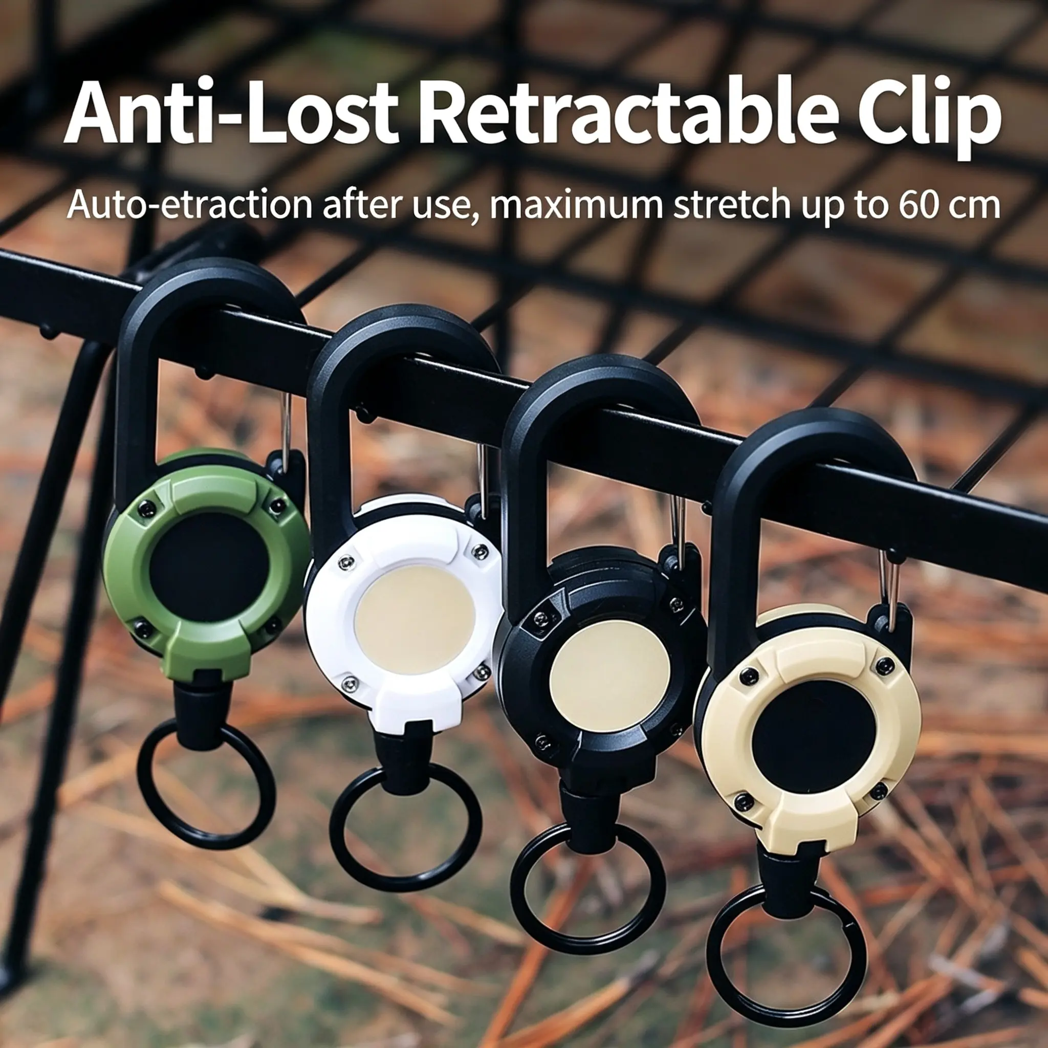 Outdoor Tactical Retractable Badge Reel with Lock, Stainless Steel Wire Rope Multi-Functional Keychain, High Rebound Anti-Lost Lanyard for Camping Hiking, Heavy Duty Retractable Pull Key Holder