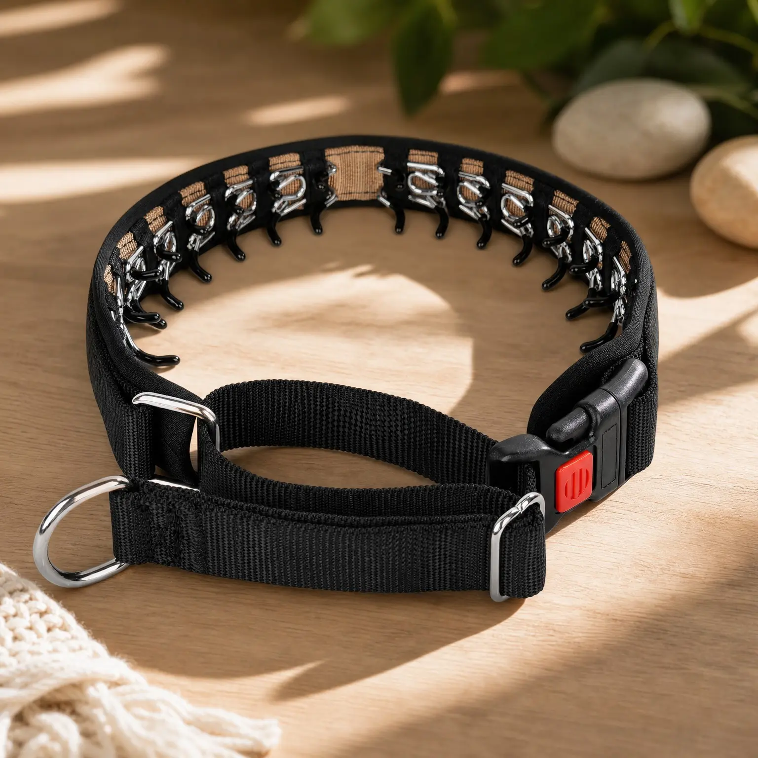 Martingale No-Pull Dog Collar, Black, Size M (Neck 14.5"-18.5") | Patented Anti-Pull Training Collar for Small, Medium & Large Dogs | Adjustable Buckle, Hidden Design, 2.5mm LinksGift