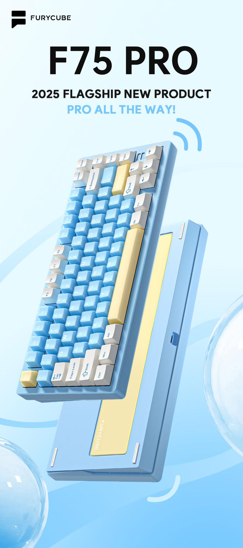 FURYCUBE F75PRO RGB Aluminium Mechanical Keyboard 75% GASKET Structure Bluetooth Gaming Keyboard