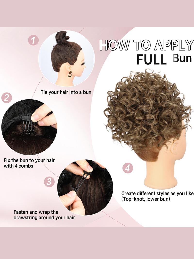 Natural Messy Bun Hair for Women, Synthetic Loose Wave Bun Hair is Ponytail Extension with Elastic Drawstring,  Gorgeous Bun Perfect for Beginners Daily Wear &Party Use. Synthetic Curly Hair (8 Inch)