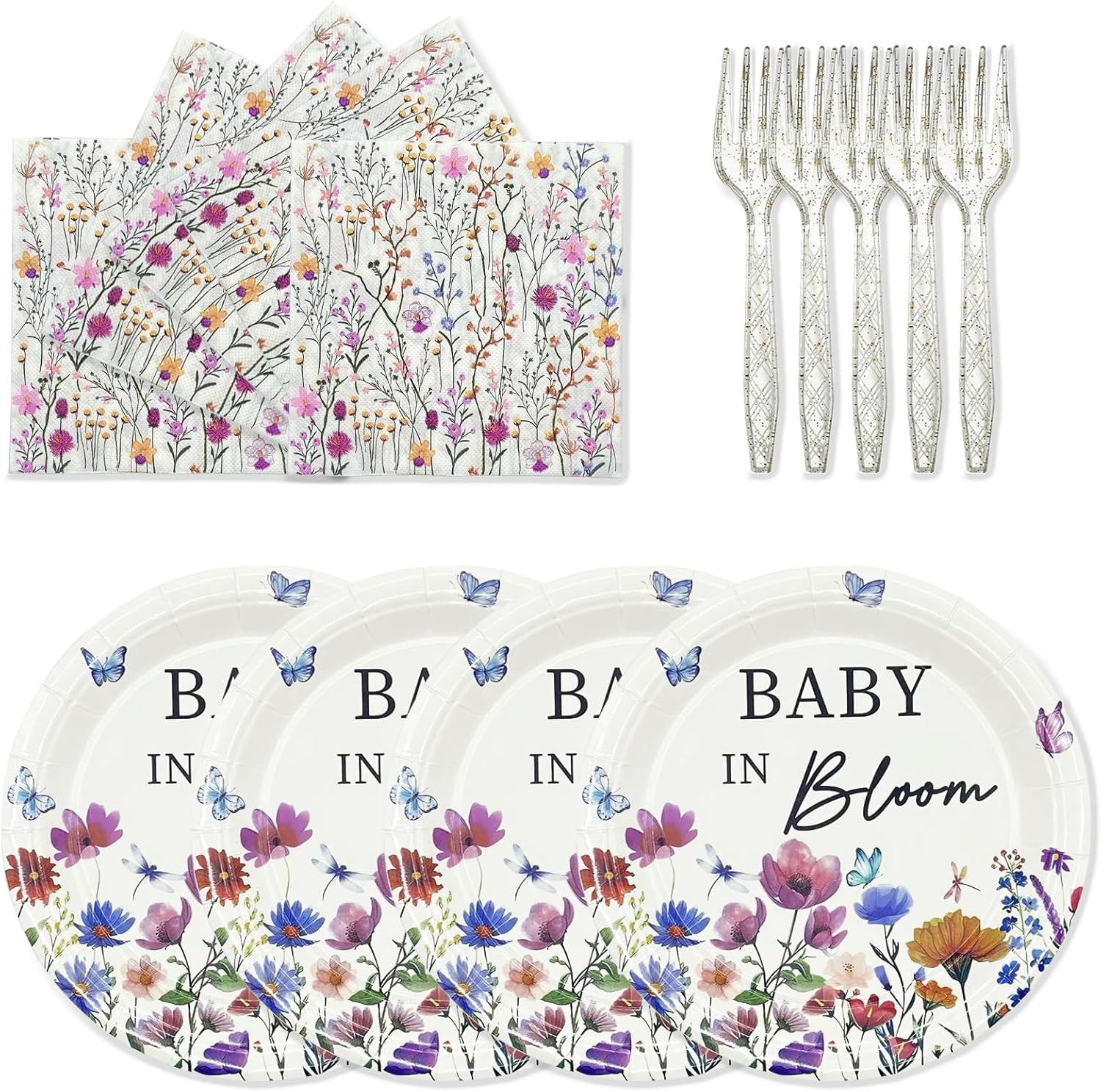 72PCS Happy Birthday Party Tableware Set, Sage Green and Gold Disposable Paper Plates, Napkins and Forks for 24 Guests, Includes 7 Inch Plates, 6.5 Inch Napkins and 6.3 Inch Forks for Birthday Party Decorations