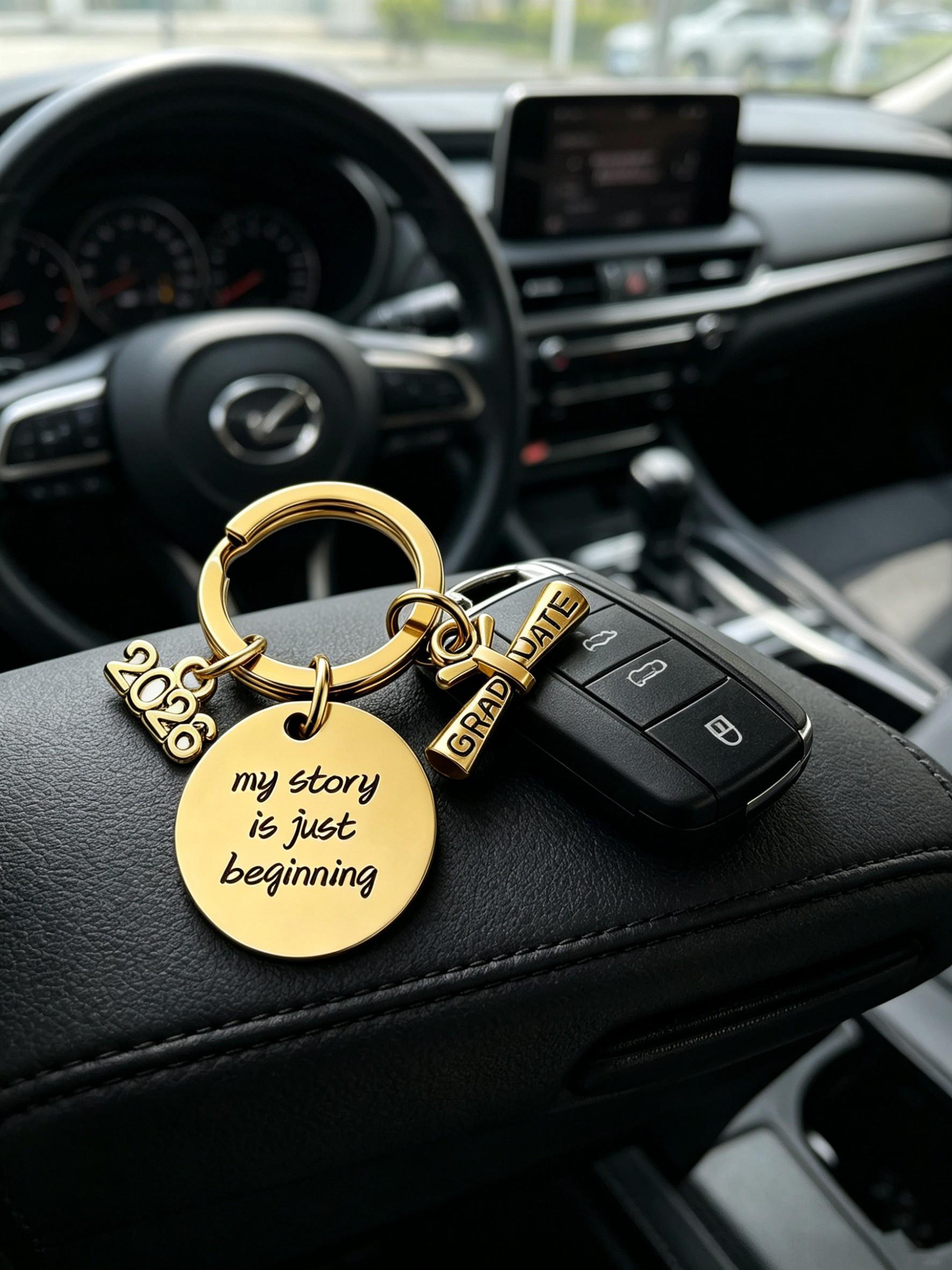 Graduation Gift Stainless Steel Keychain, Customizable Metal Keychain, Backpack Charm, Car Key Holder, Memorial Souvenir, Youth Memory Pendant